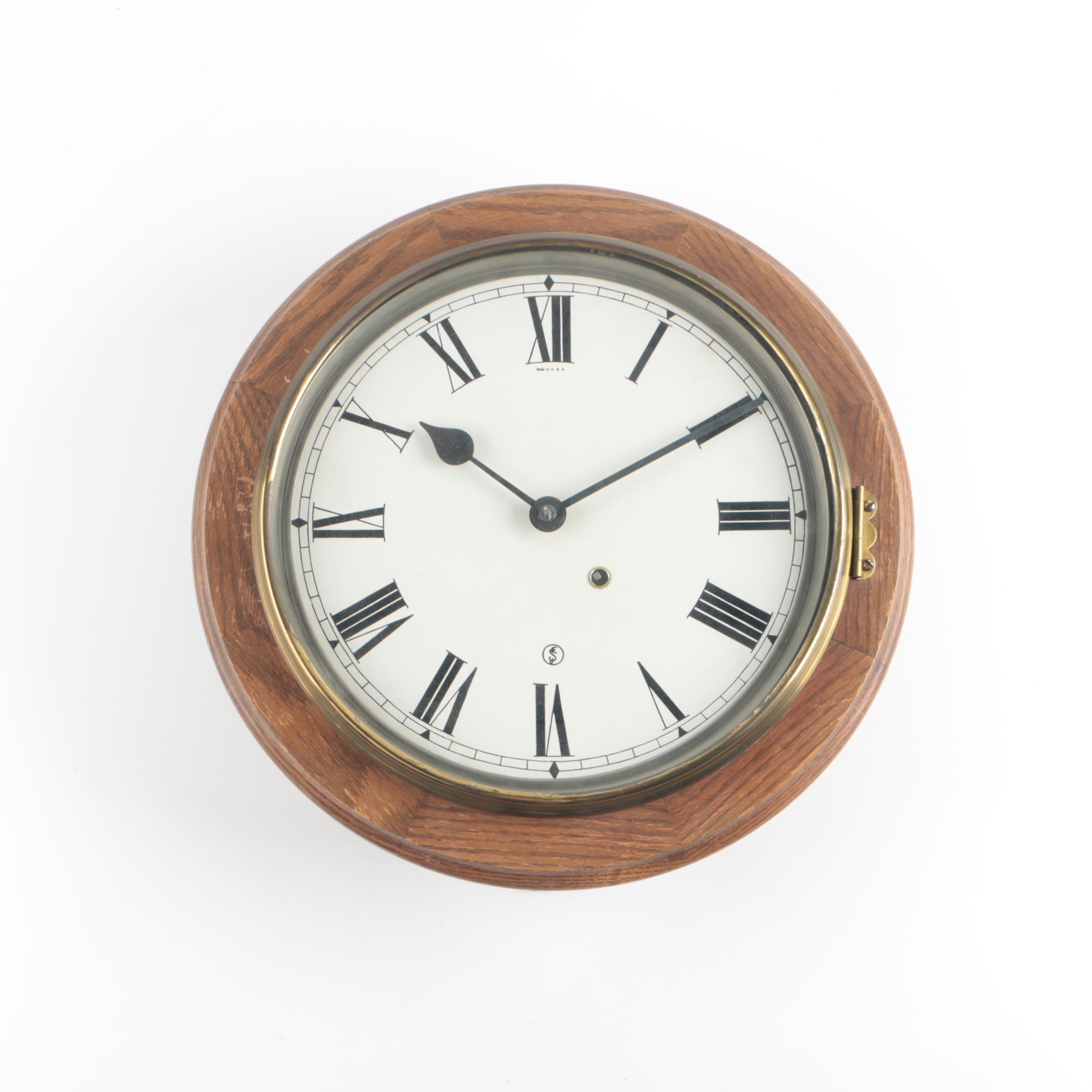 Circa 1920 Seth Thomas Oak Gallery Style Wall Clock
