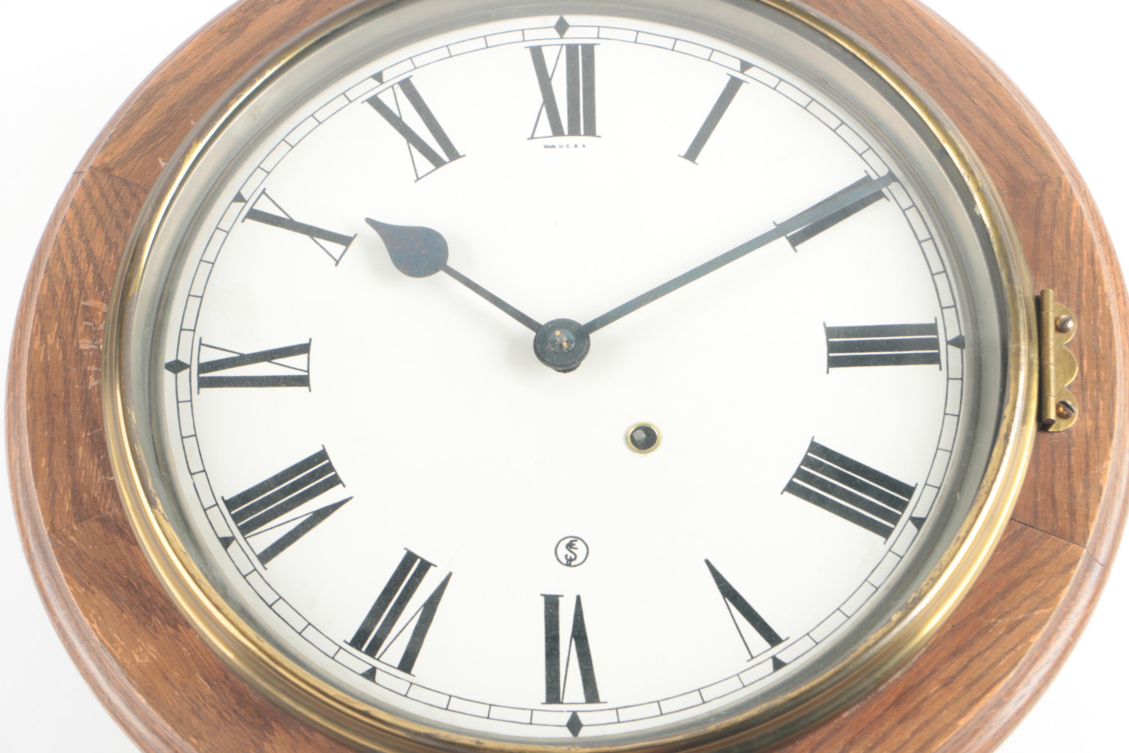 Circa 1920 Seth Thomas Oak Gallery Style Wall Clock