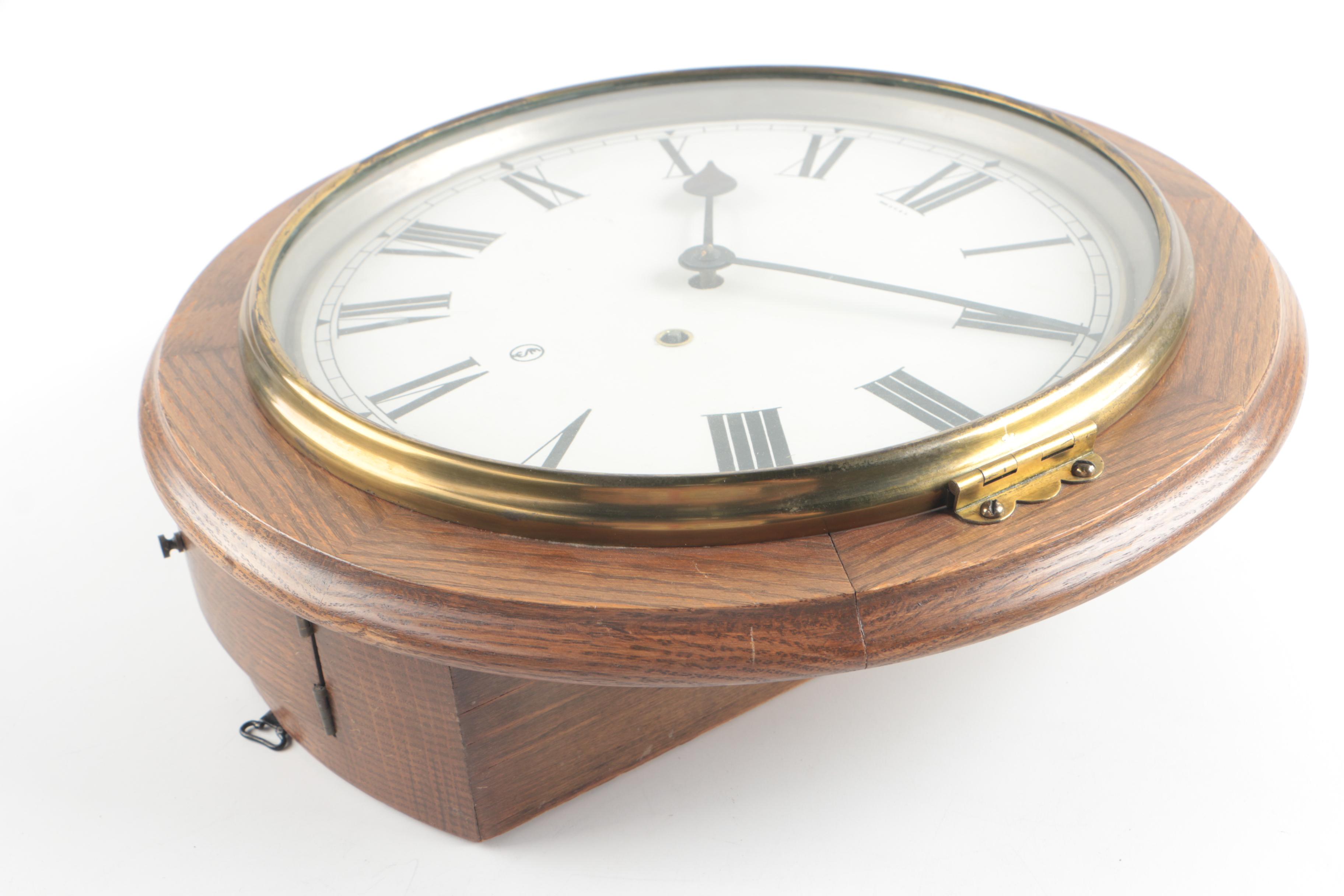 Circa 1920 Seth Thomas Oak Gallery Style Wall Clock