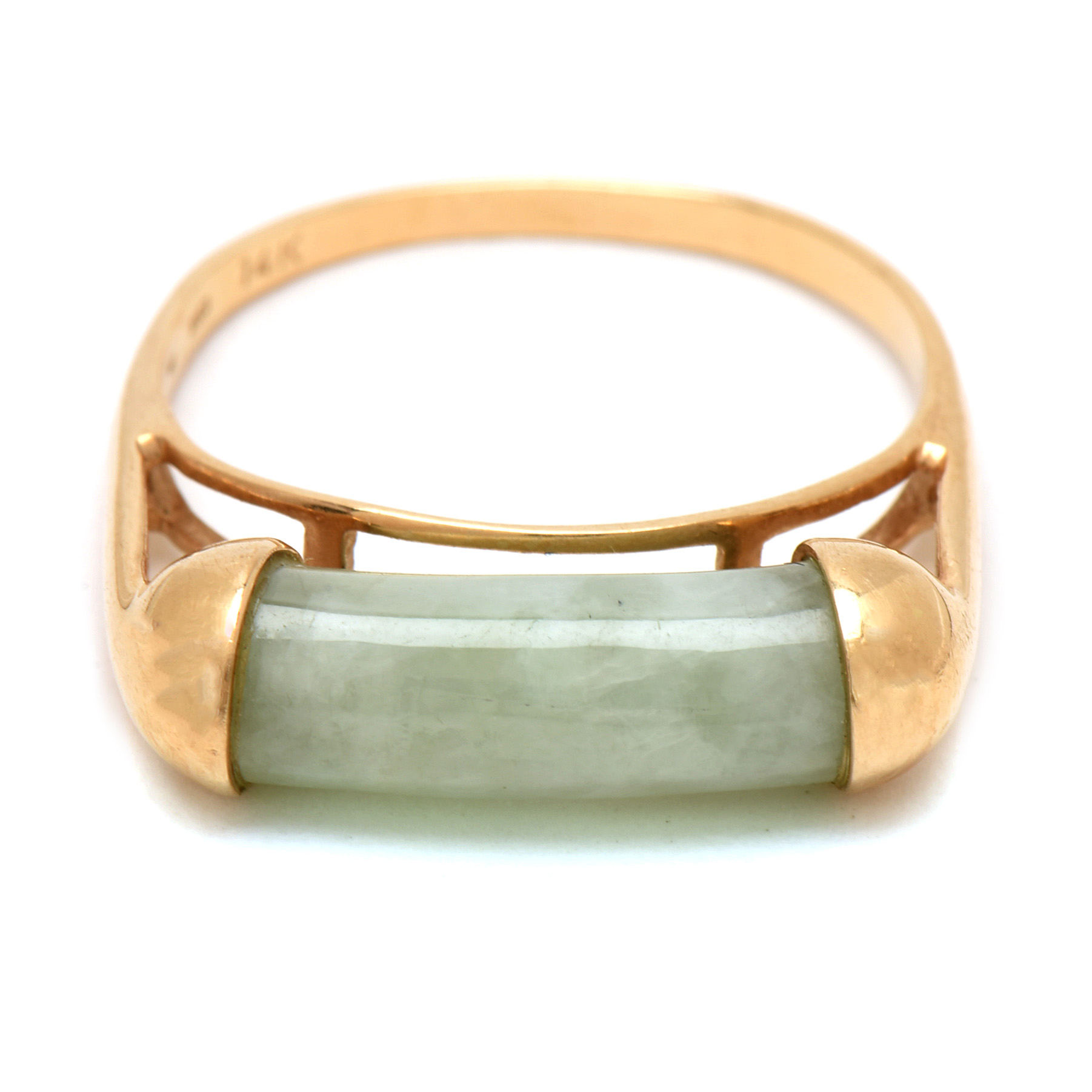 14K Yellow Gold Jadeite Statement Ring