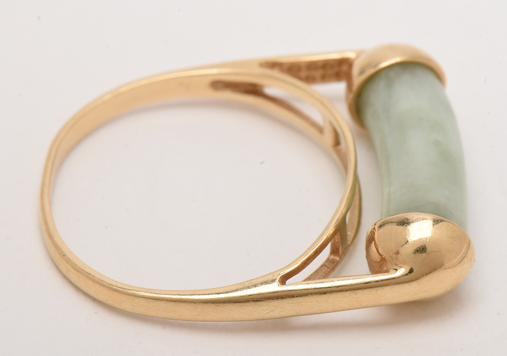14K Yellow Gold Jadeite Statement Ring