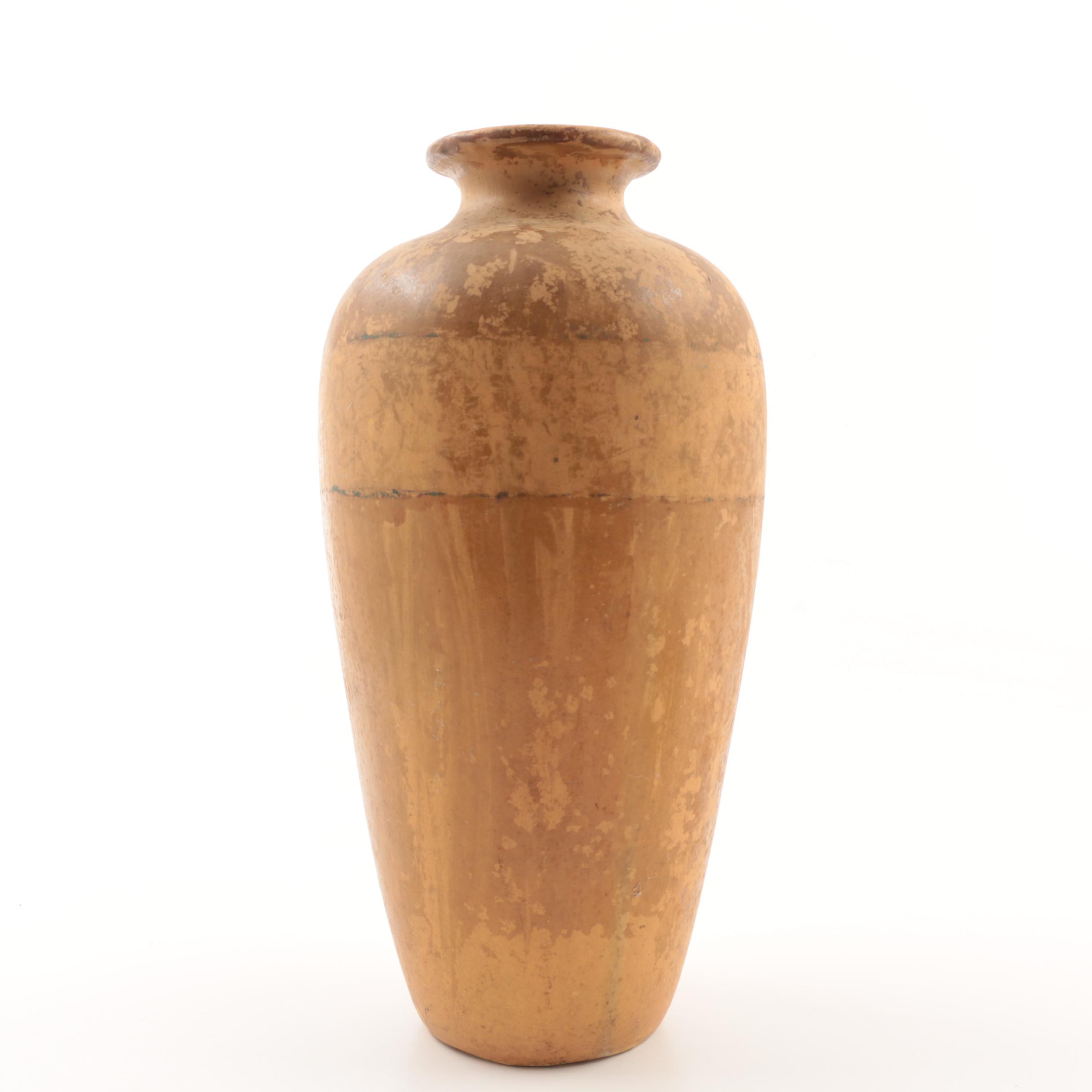 Early Weller Pottery Etched Matte Vase with Incised Floral Pattern