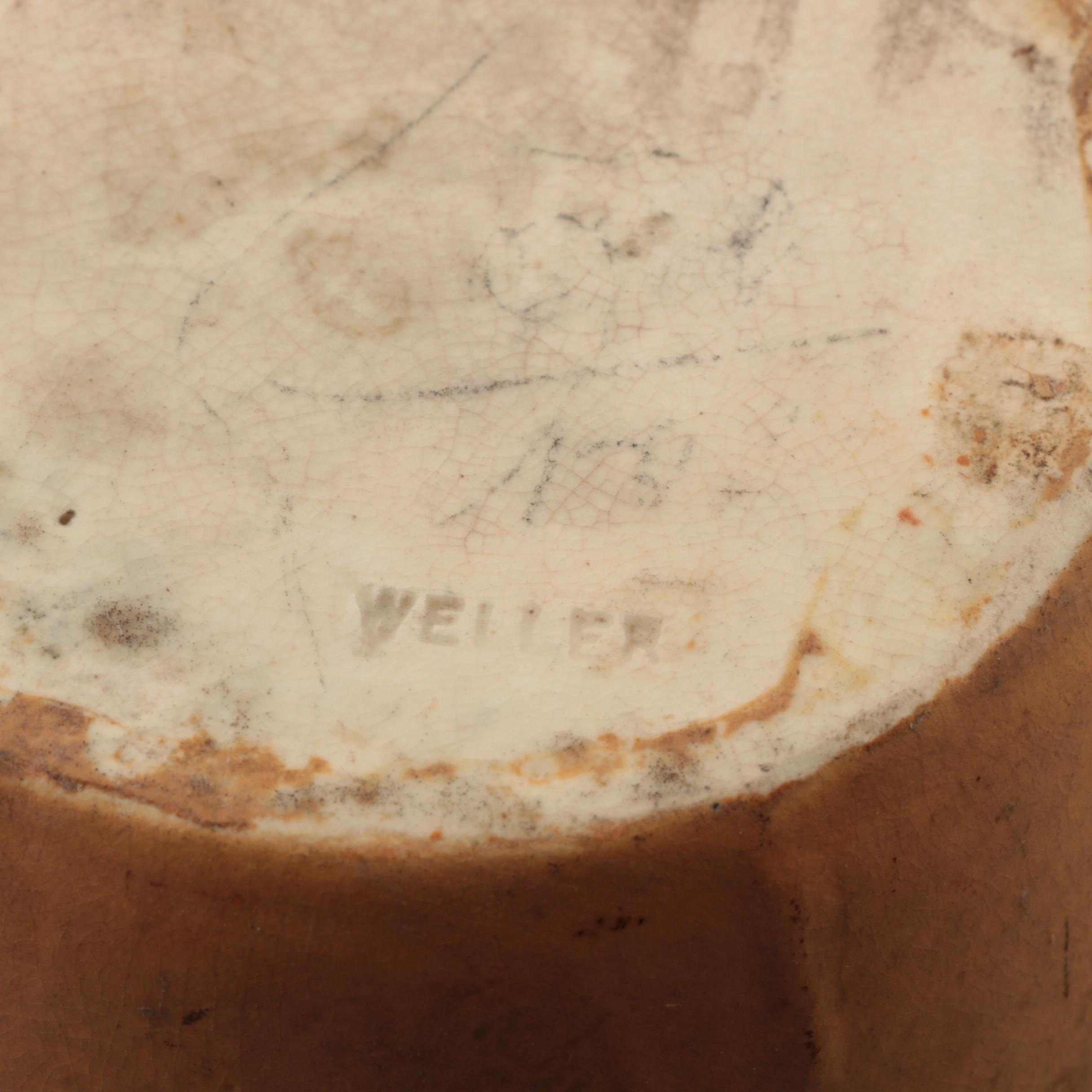 Early Weller Pottery Etched Matte Vase with Incised Floral Pattern