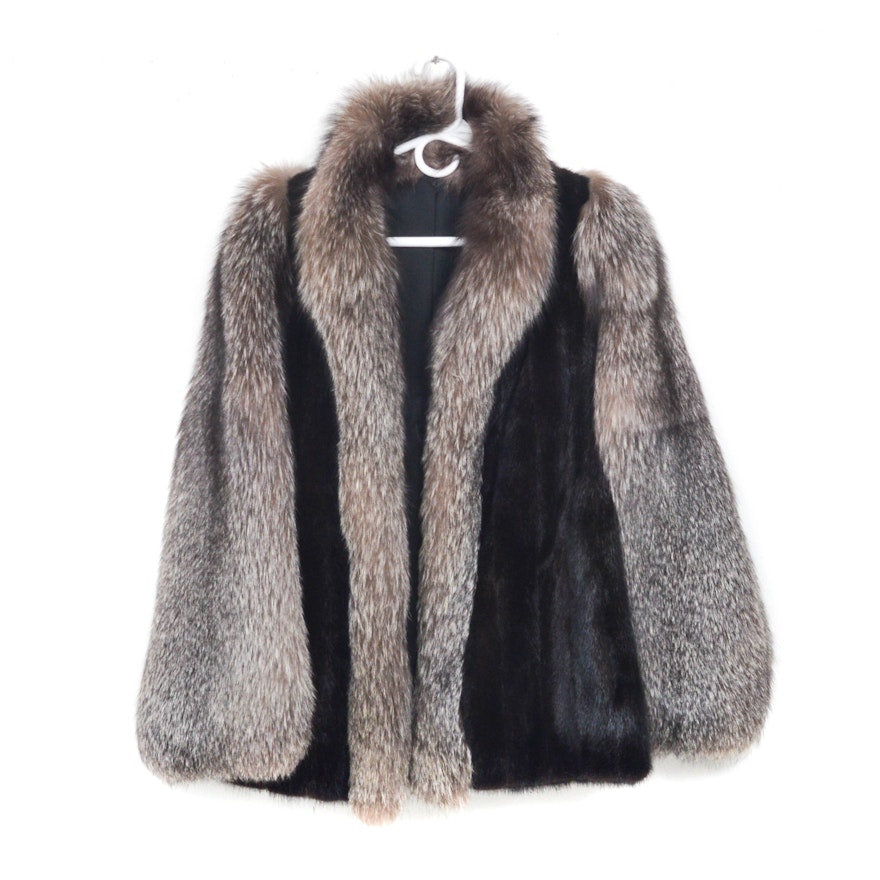 Ranch Mink Fur Jacket with Fox Fur Sleeves and Collar