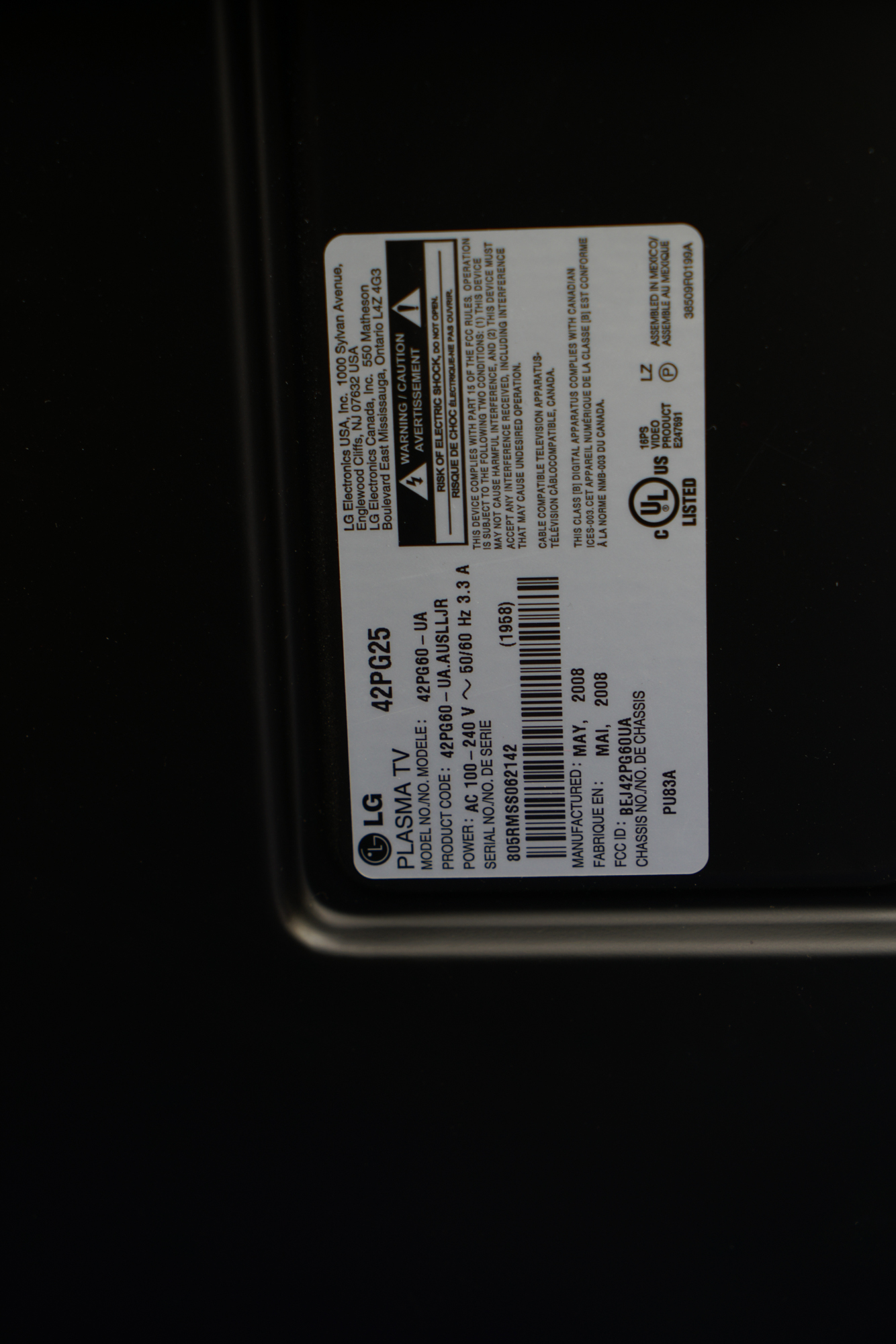 LG 42" Plasma TV with Leon Profile Hand-Crafted Stereo Speakers