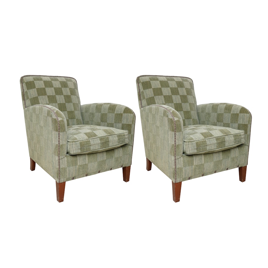 Upholstered Armchairs with Down Cushions by National Upholstering Company