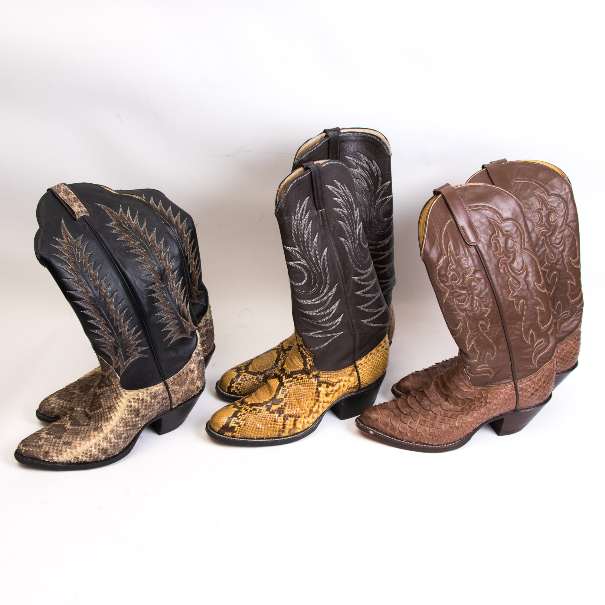 Men's Tony Lama and Austin Hall Snakeskin And Leather Cowboy Boots