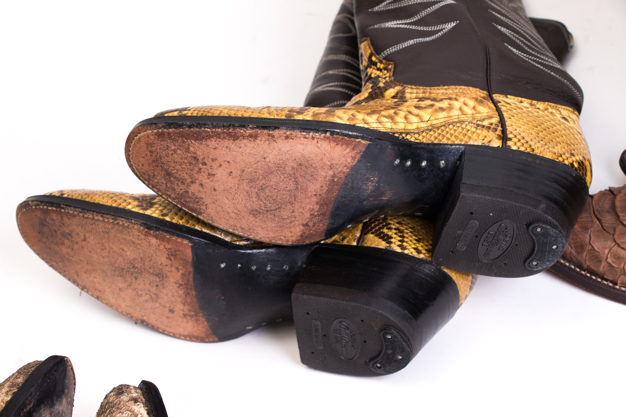 Men's Tony Lama and Austin Hall Snakeskin And Leather Cowboy Boots