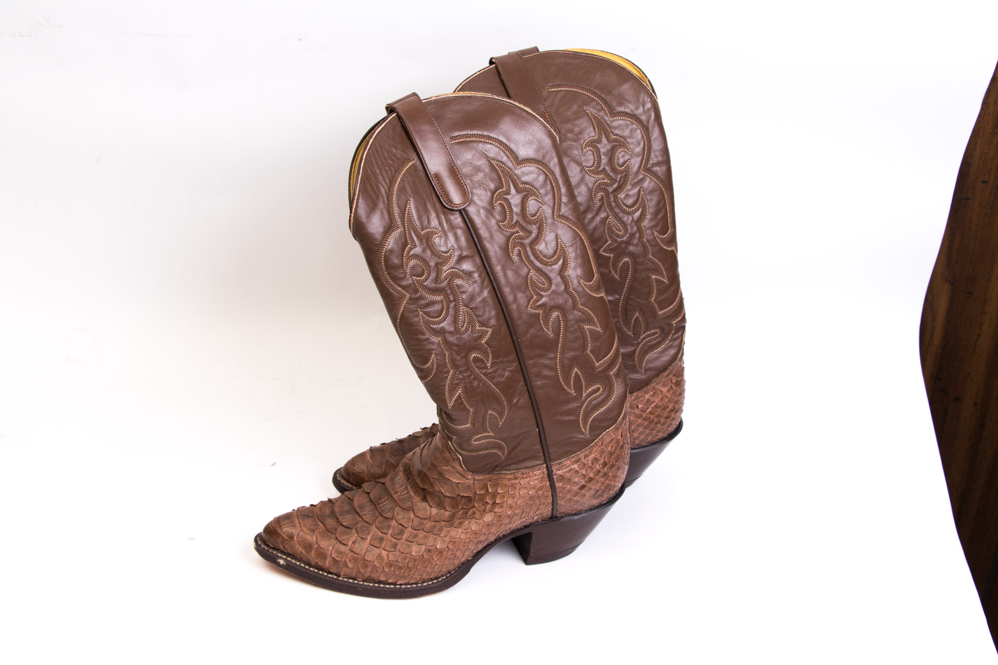 Men's Tony Lama and Austin Hall Snakeskin And Leather Cowboy Boots