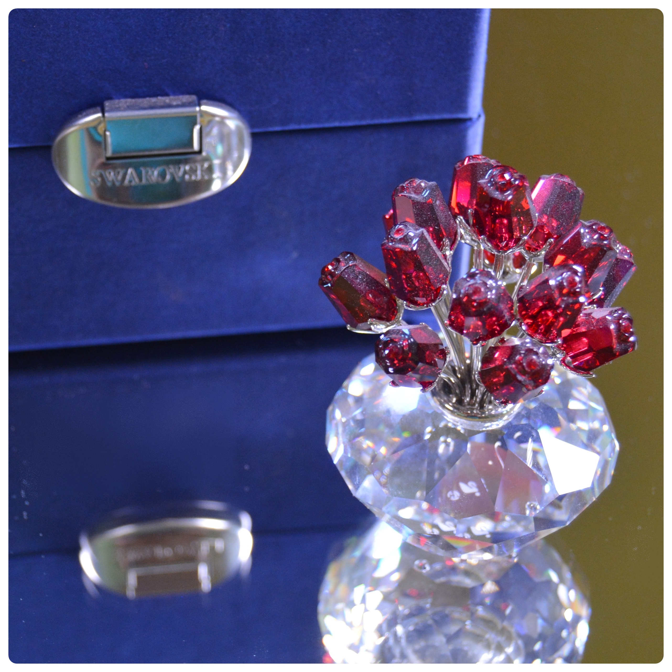 Swarovski Crystal Vase of Roses Figurine