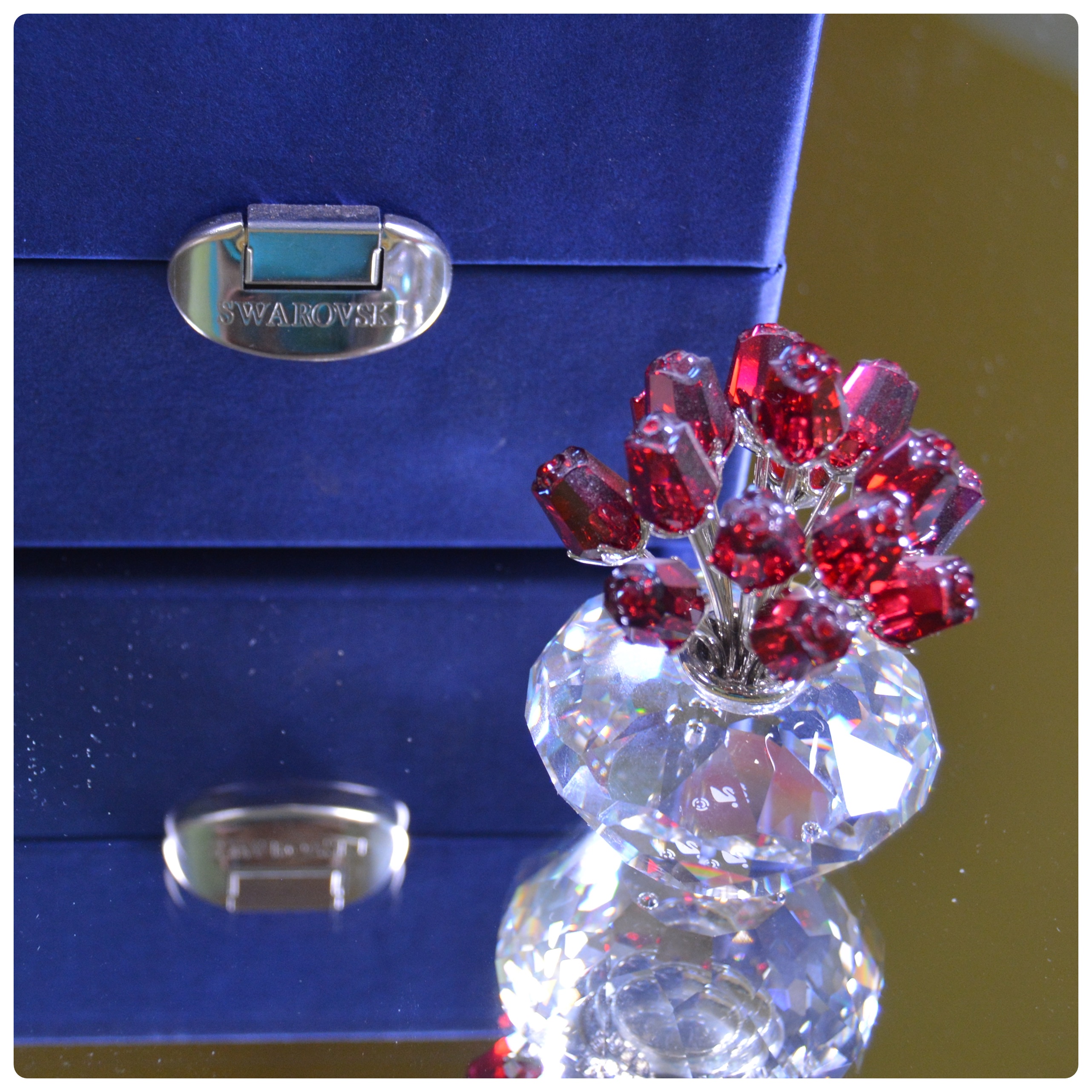 Swarovski Crystal Vase of Roses Figurine