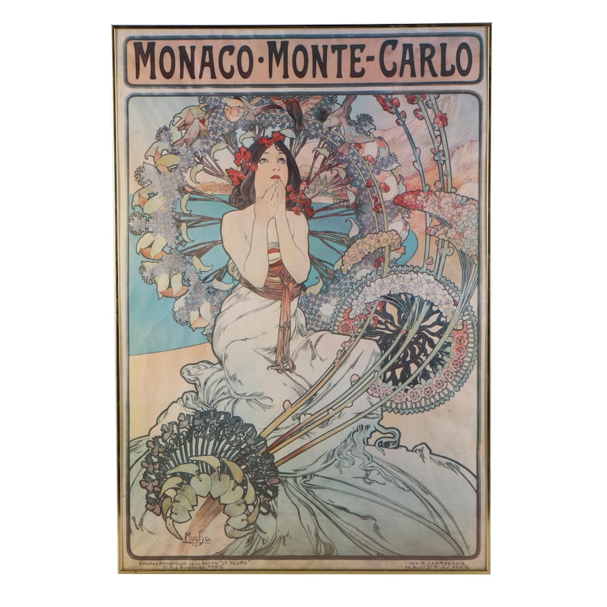 Monaco-Monte Carlo Offset Lithograph after Alphonse Mucha