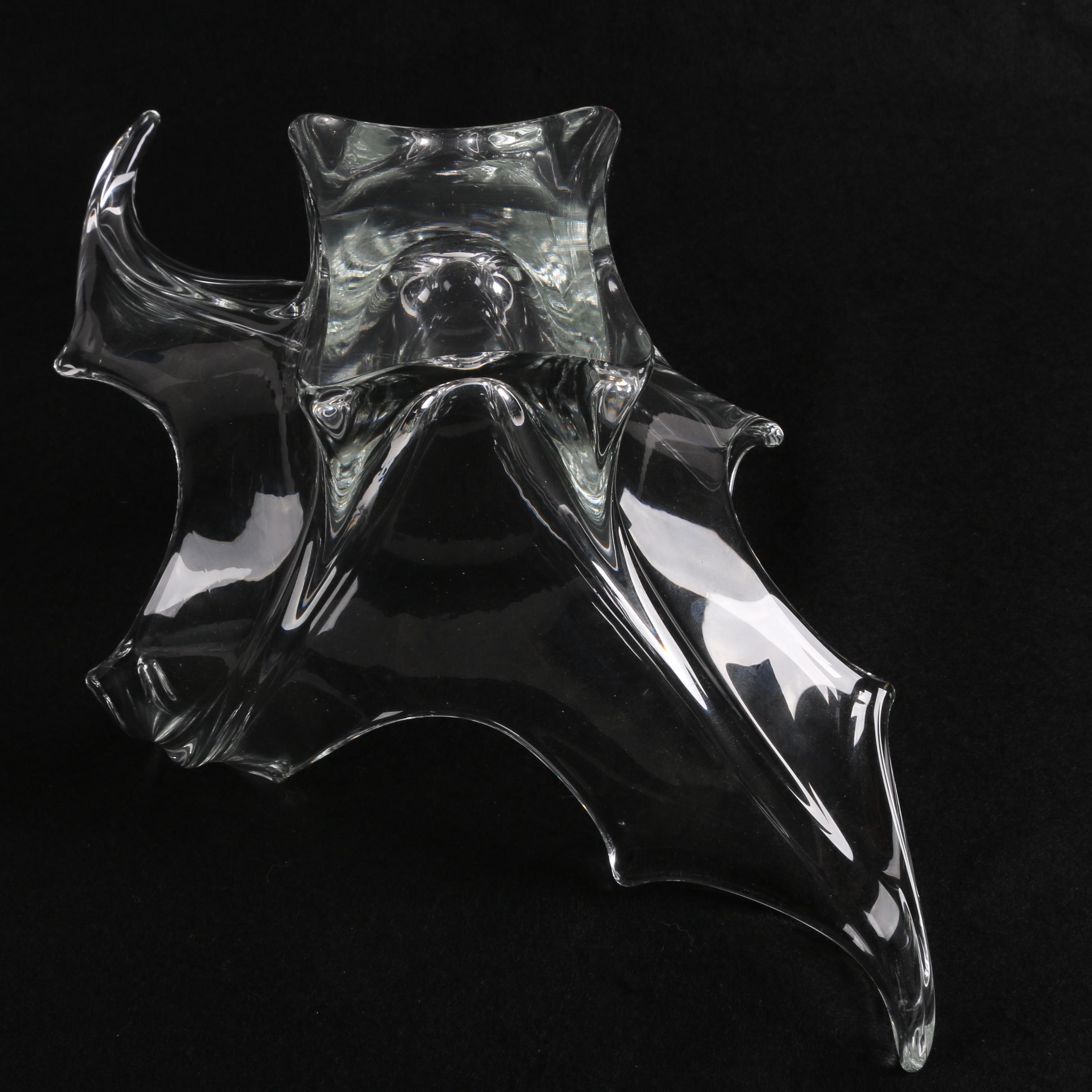 Abstract Foliate Shaped Crystal Centerpiece Bowl