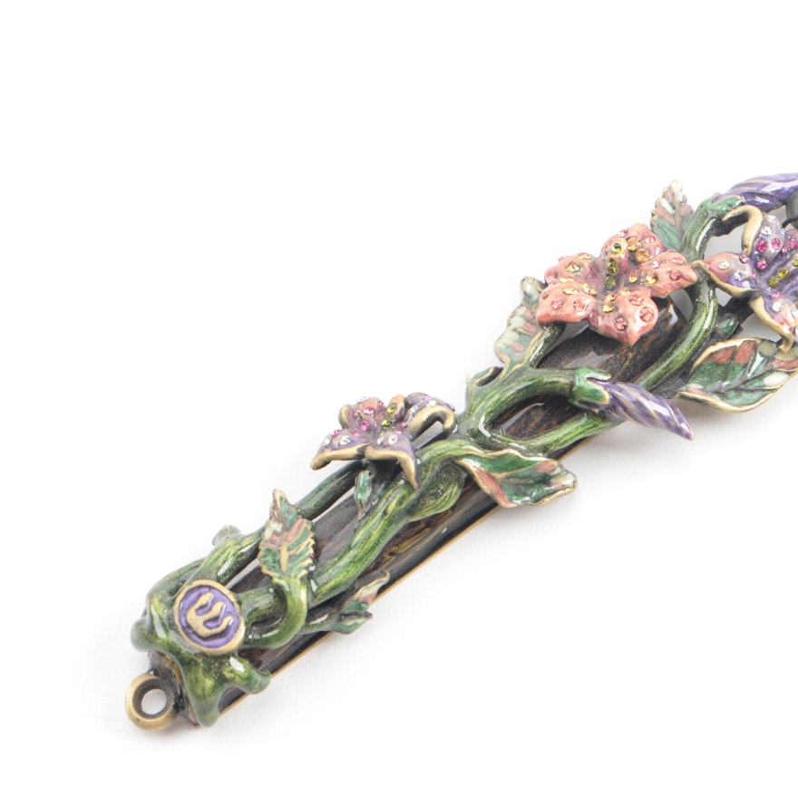 Jay Strongwater Floral Vine Mezuzah with Crystal and Enamel Accents