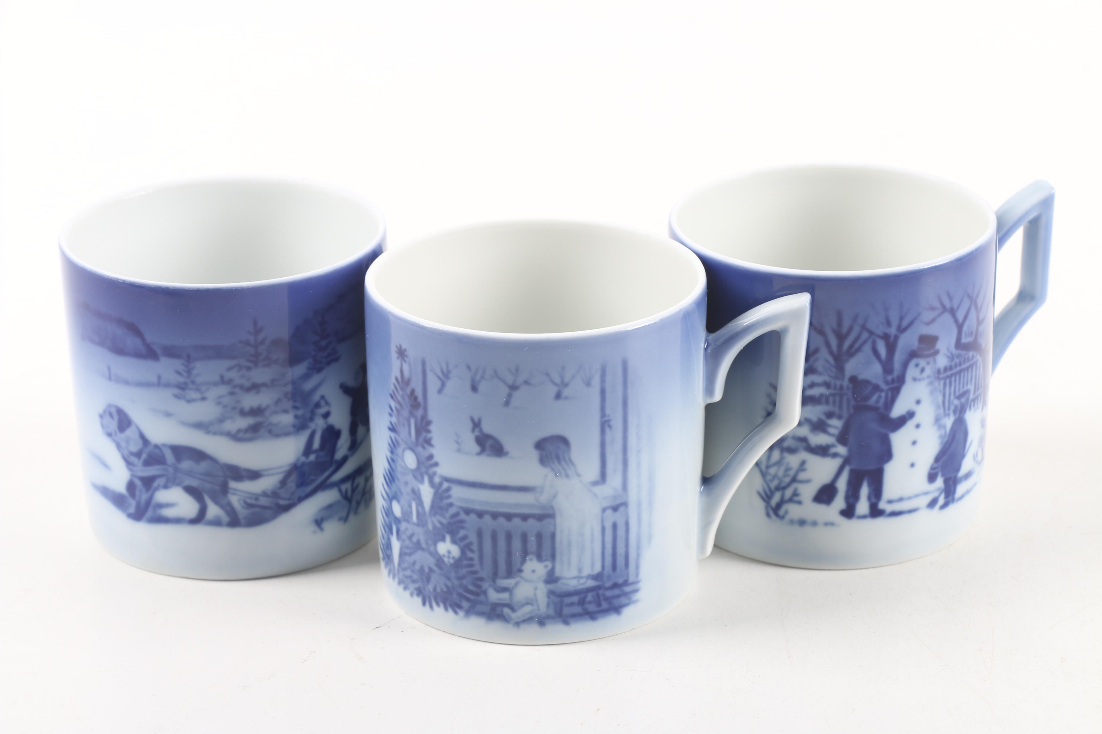 1980s Royal Copenhagen Annual Christmas Teacup and Saucers