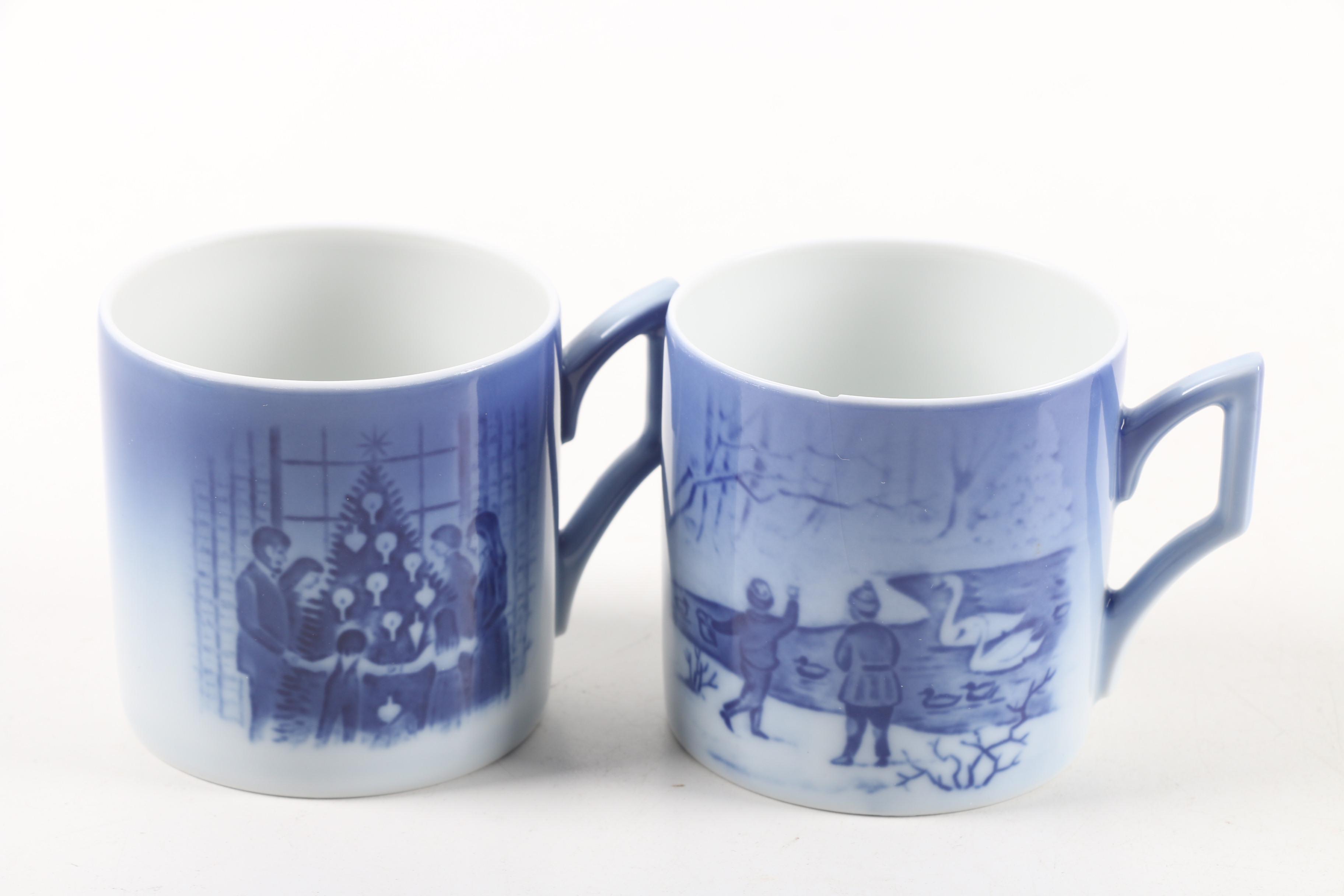 1980s Royal Copenhagen Annual Christmas Teacup and Saucers