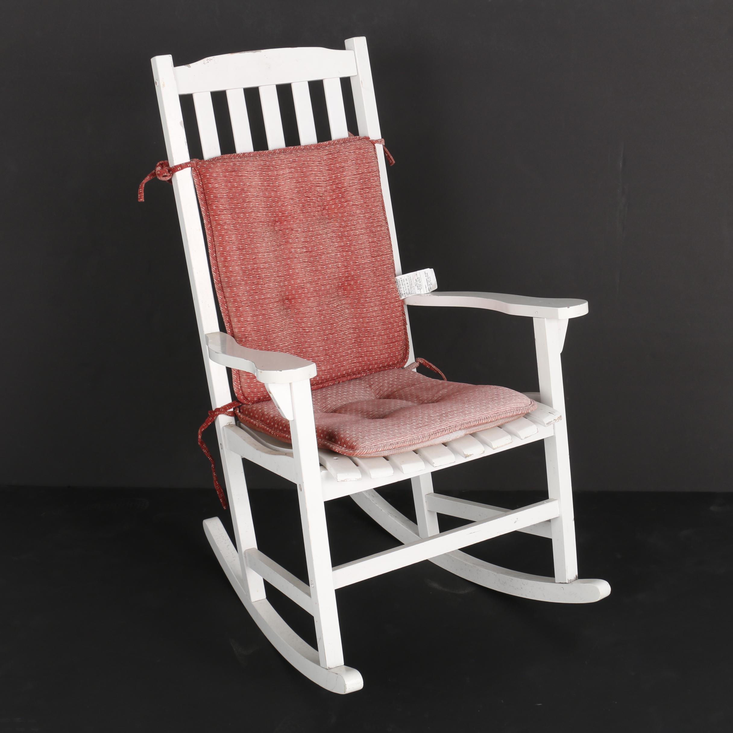 White Painted Slat Back Rocking Chair