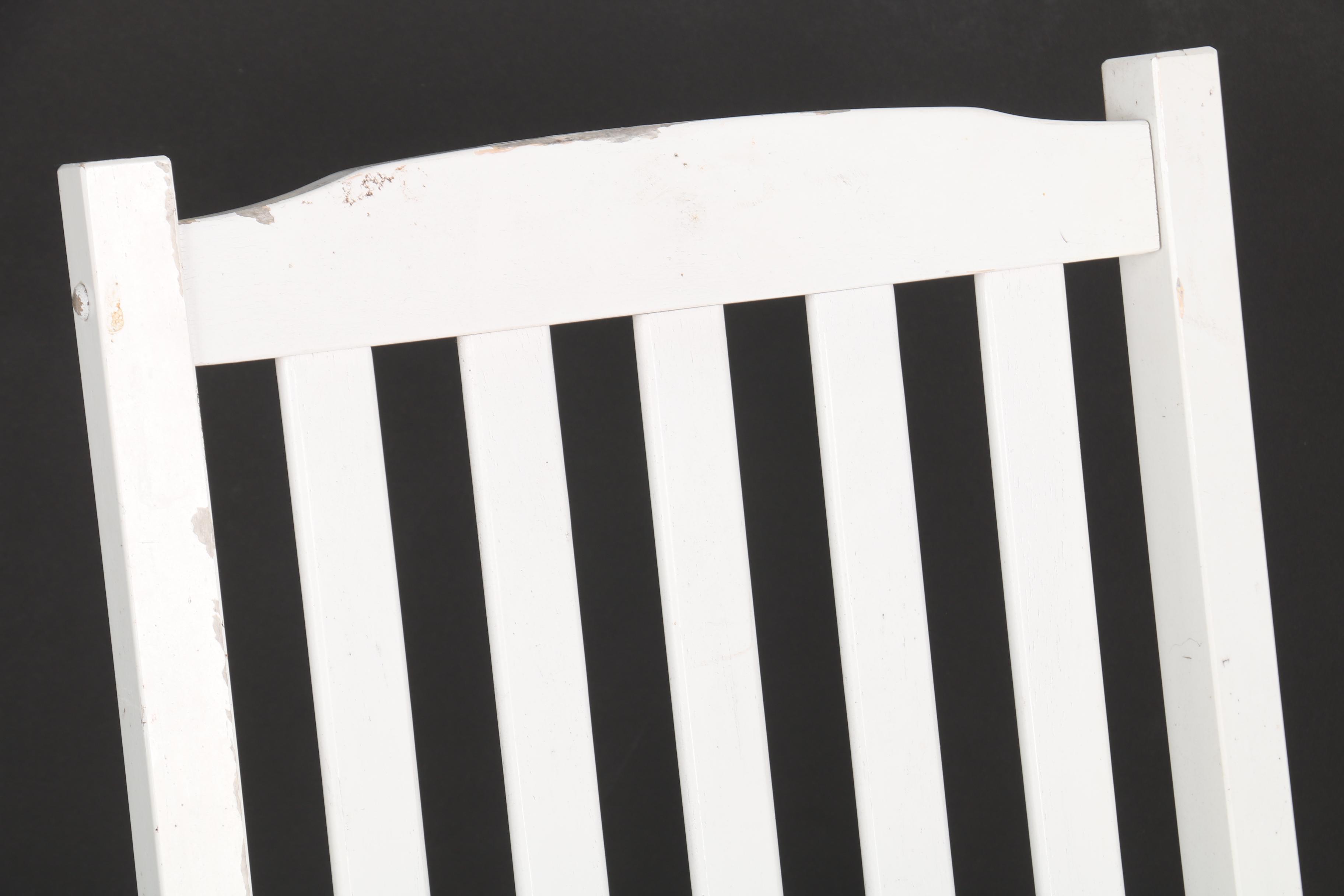 White Painted Slat Back Rocking Chair