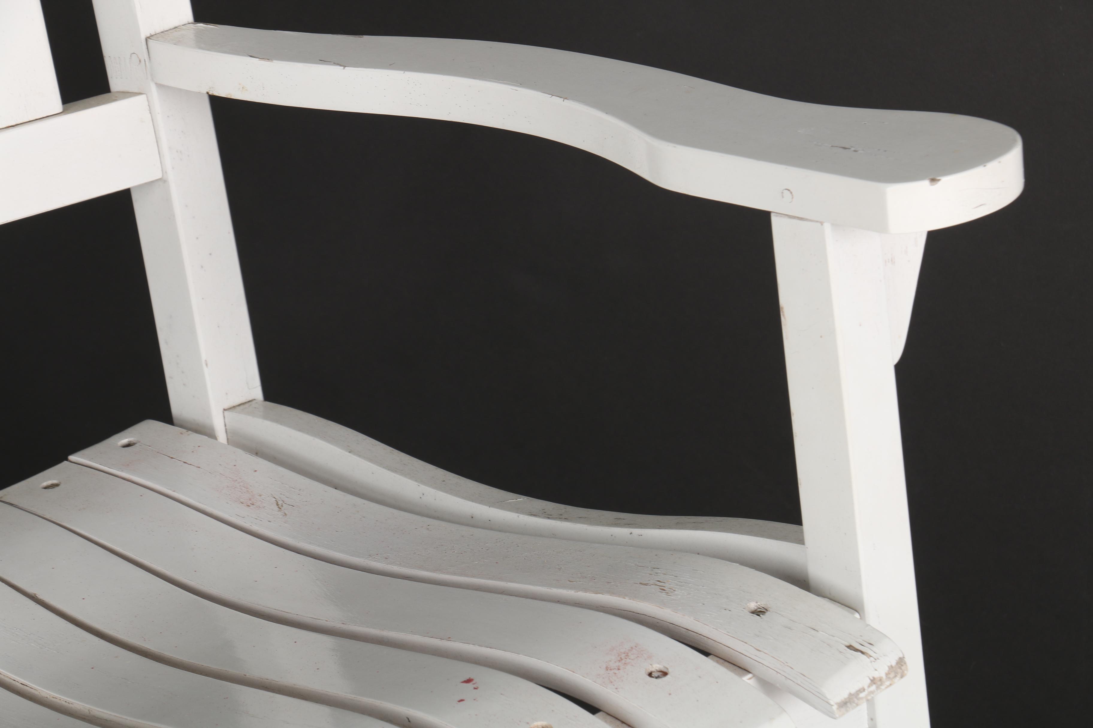 White Painted Slat Back Rocking Chair