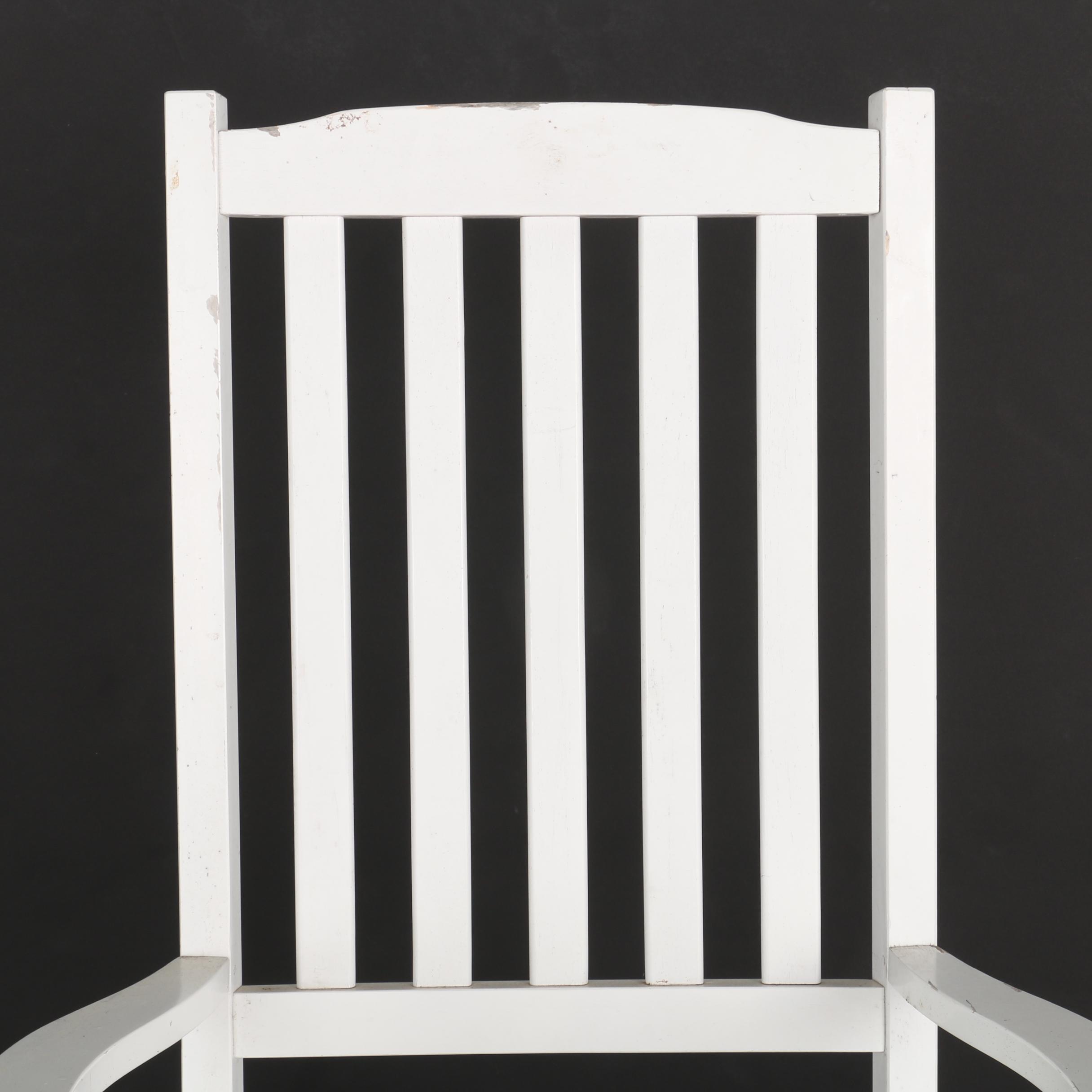 White Painted Slat Back Rocking Chair