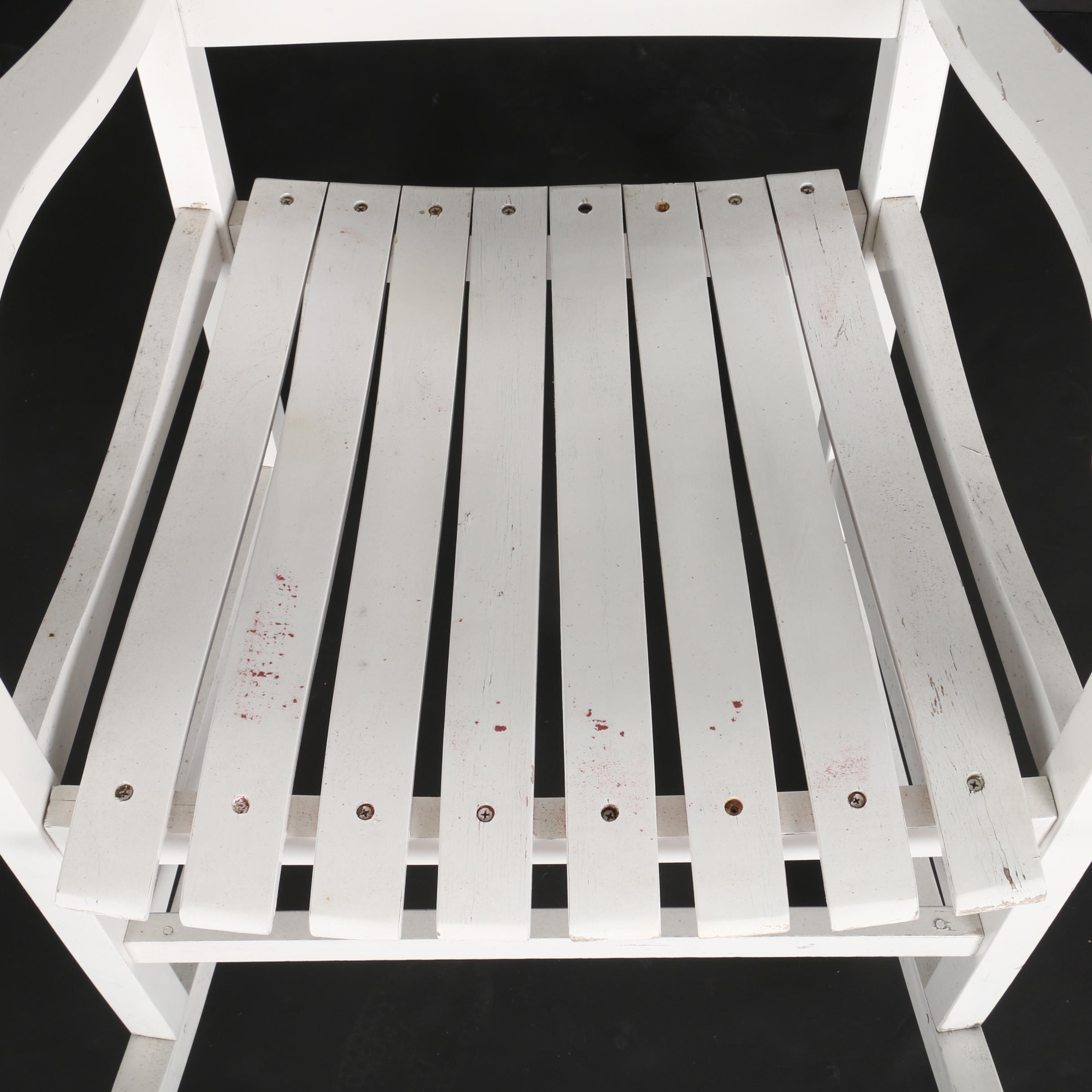 White Painted Slat Back Rocking Chair