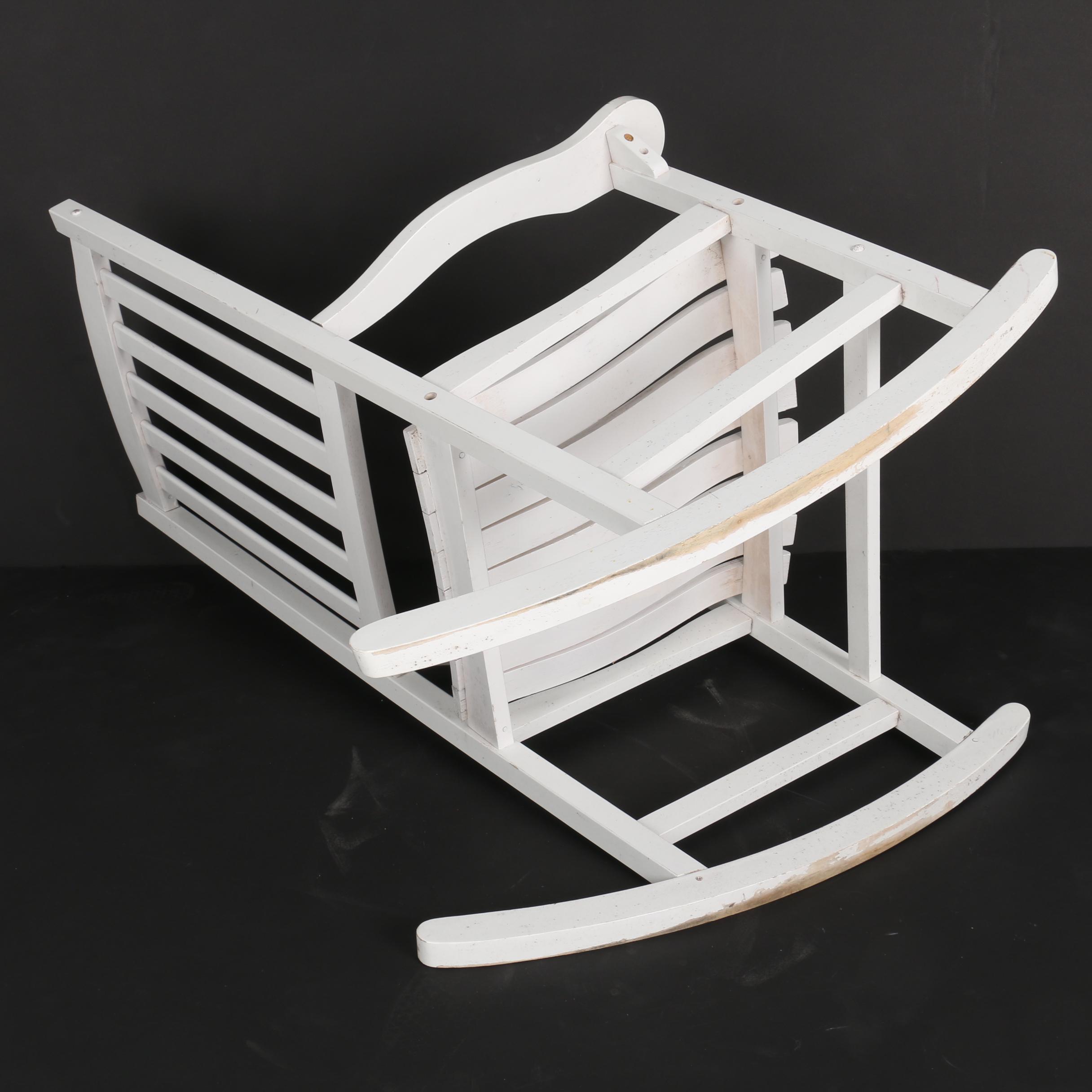 White Painted Slat Back Rocking Chair