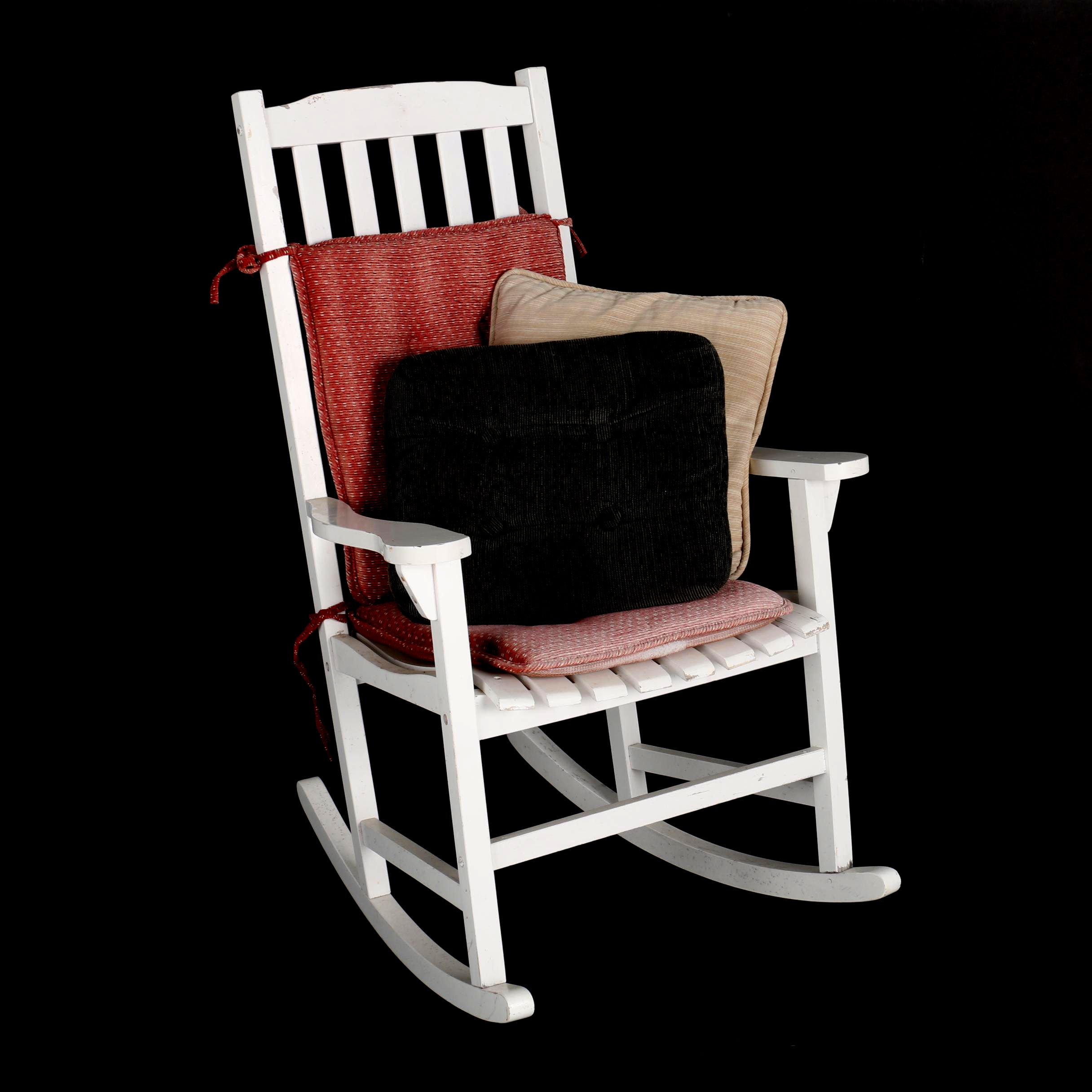 White Painted Slat Back Rocking Chair