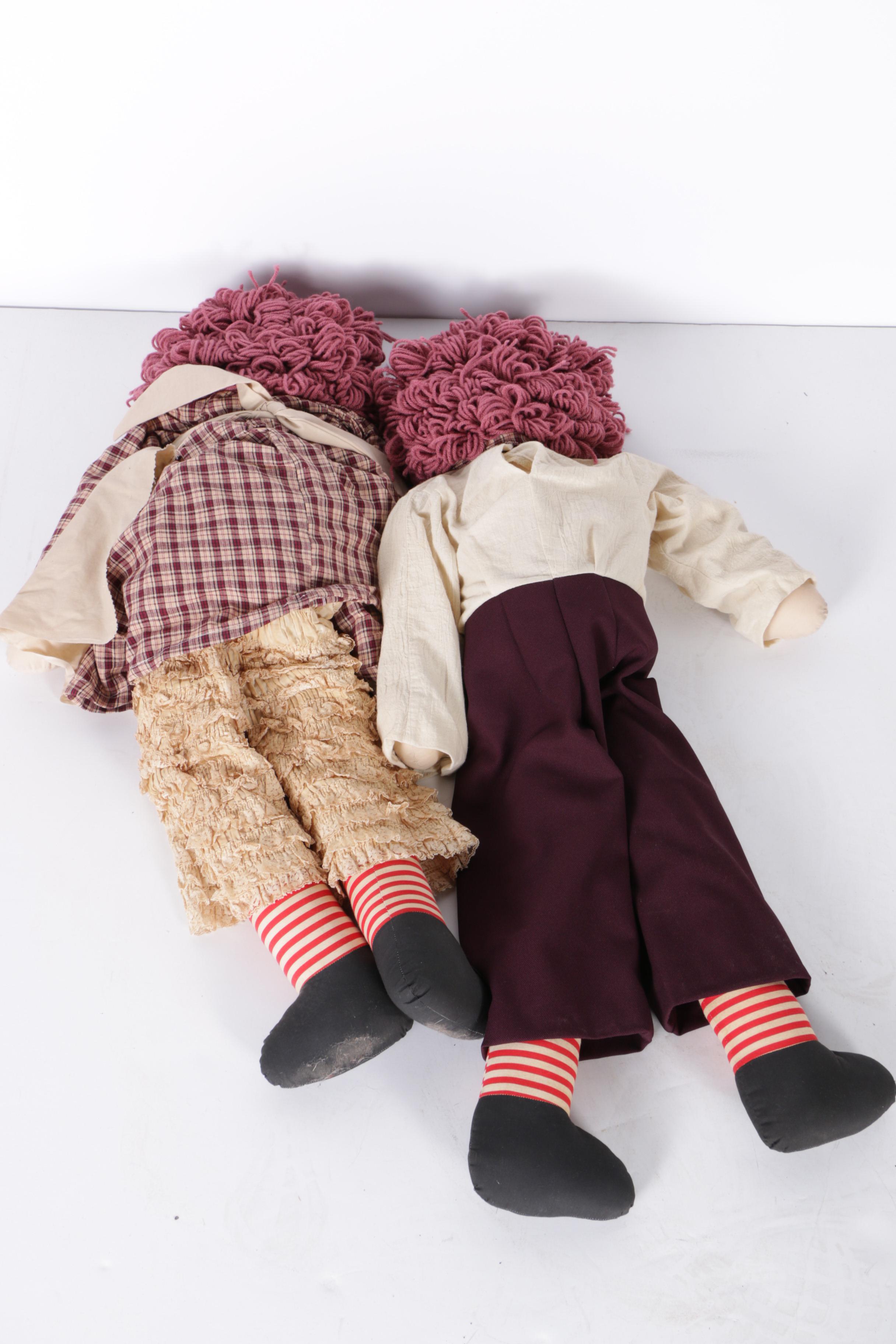 Vintage "Raggedy Ann" and "Andy" Rag Dolls