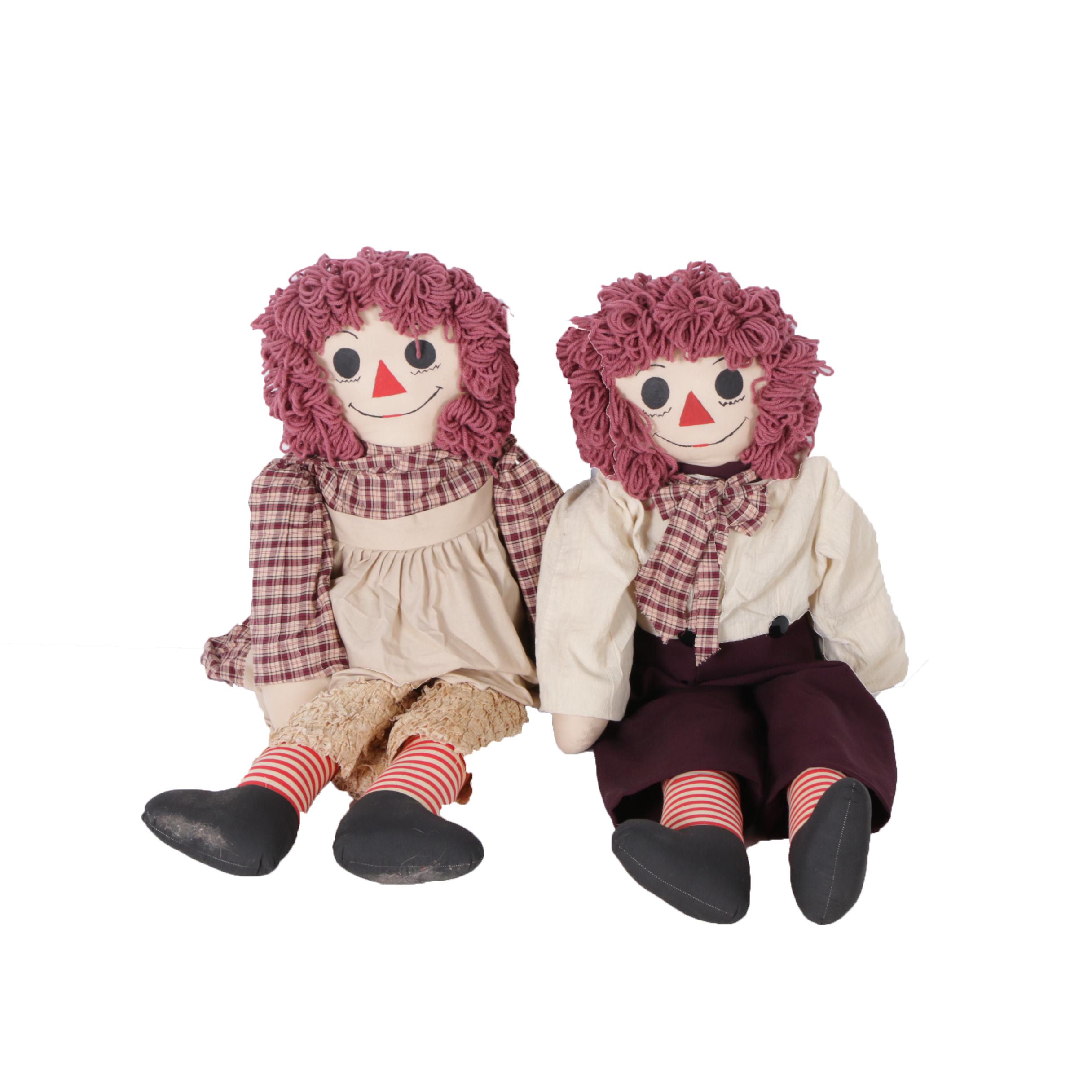 Vintage "Raggedy Ann" and "Andy" Rag Dolls