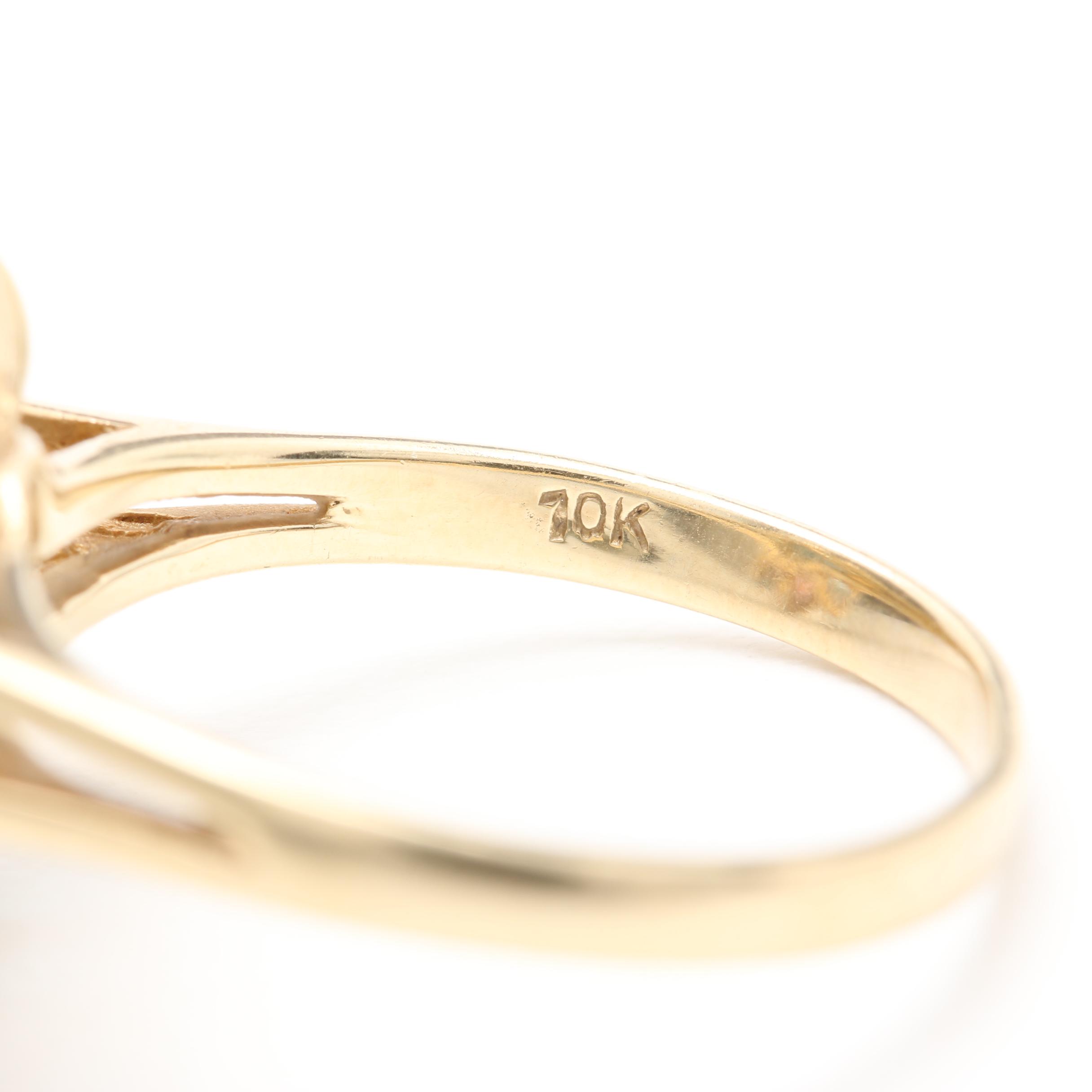 10K Yellow Gold Blue Topaz Ring with Multi-Gemstone Accents