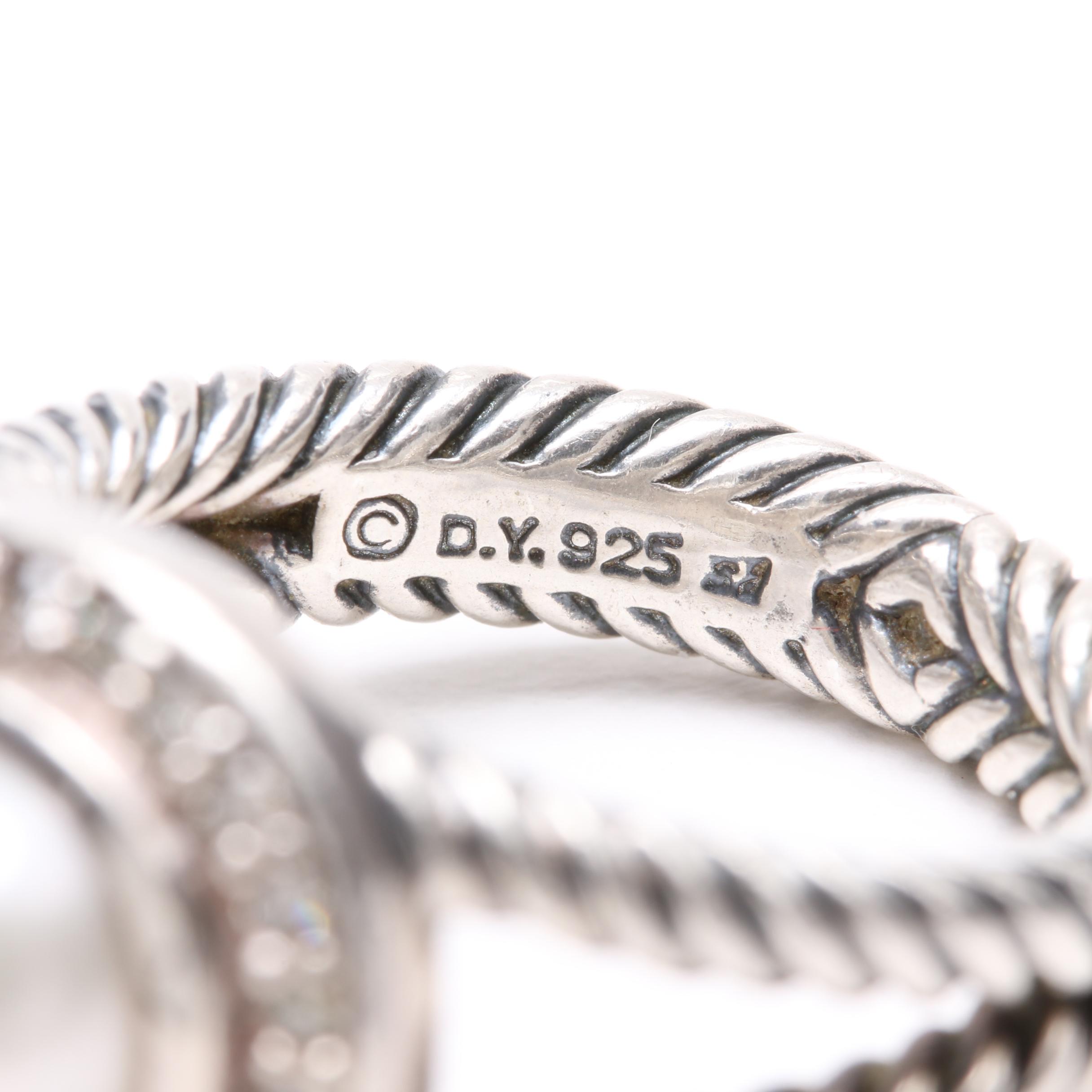 David Yurman Sterling Silver Cultured Pearl and Diamond Ring