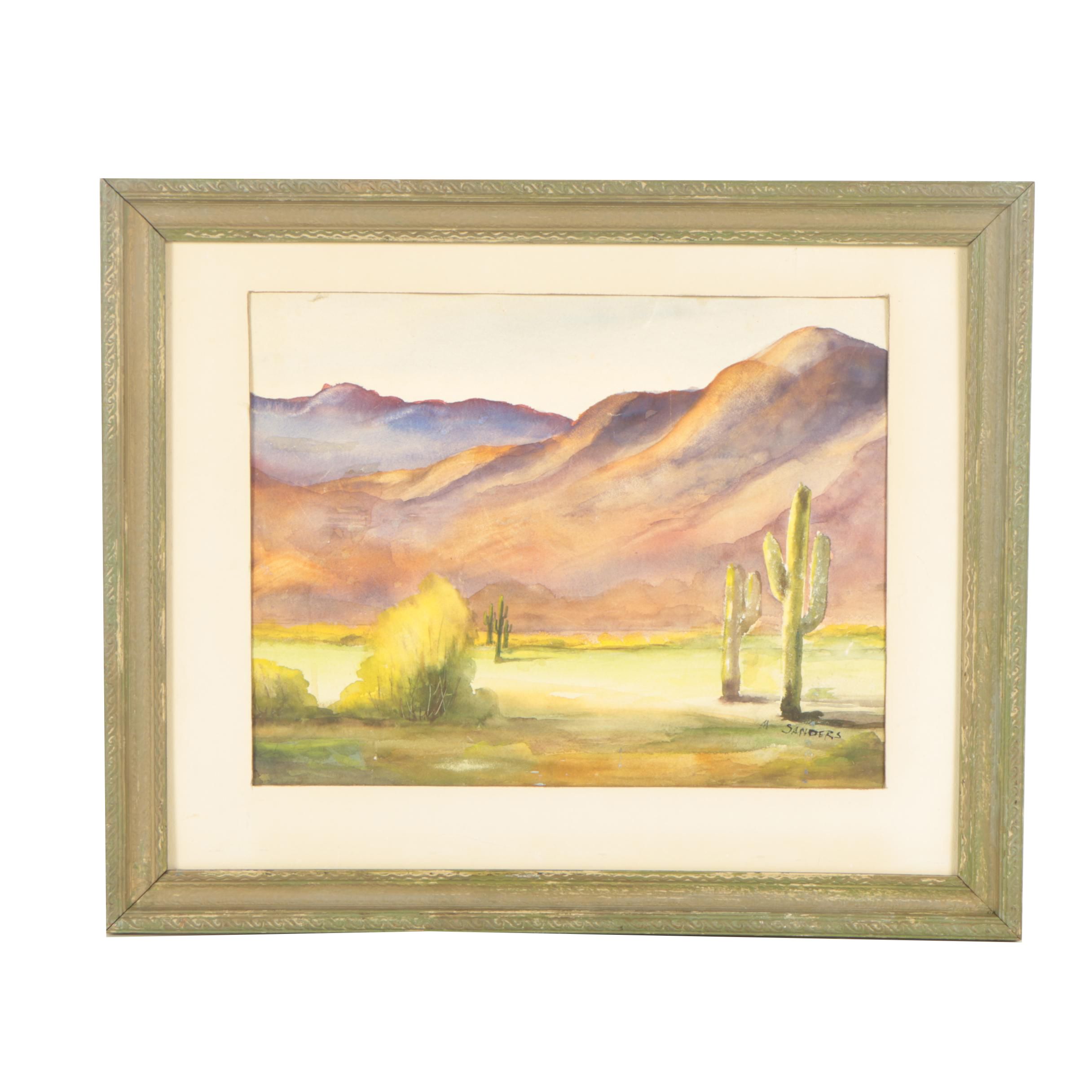 M. Sanders Mid to Late 20th Century Watercolor Painting