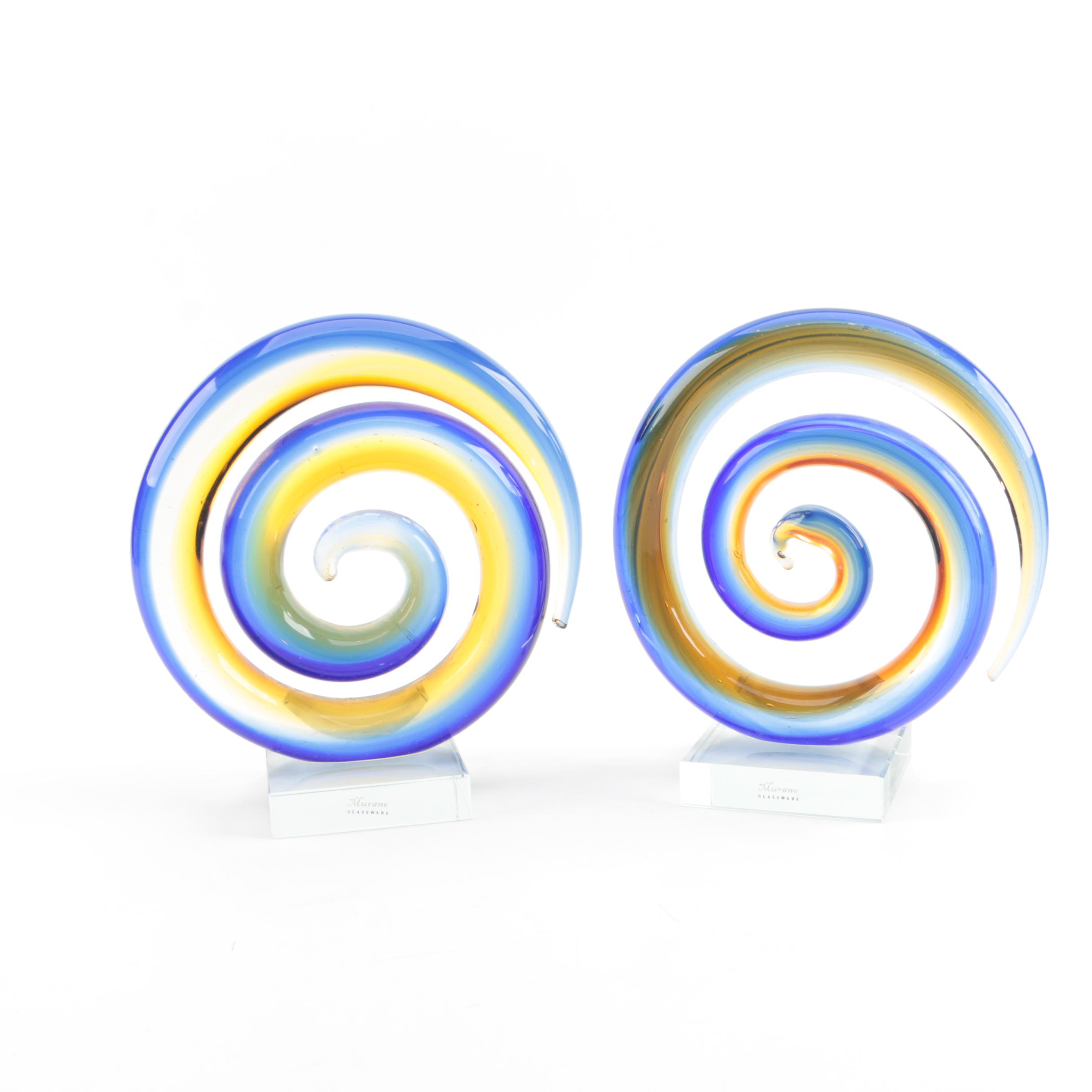 Murano Spiral Art Glass Sculptures