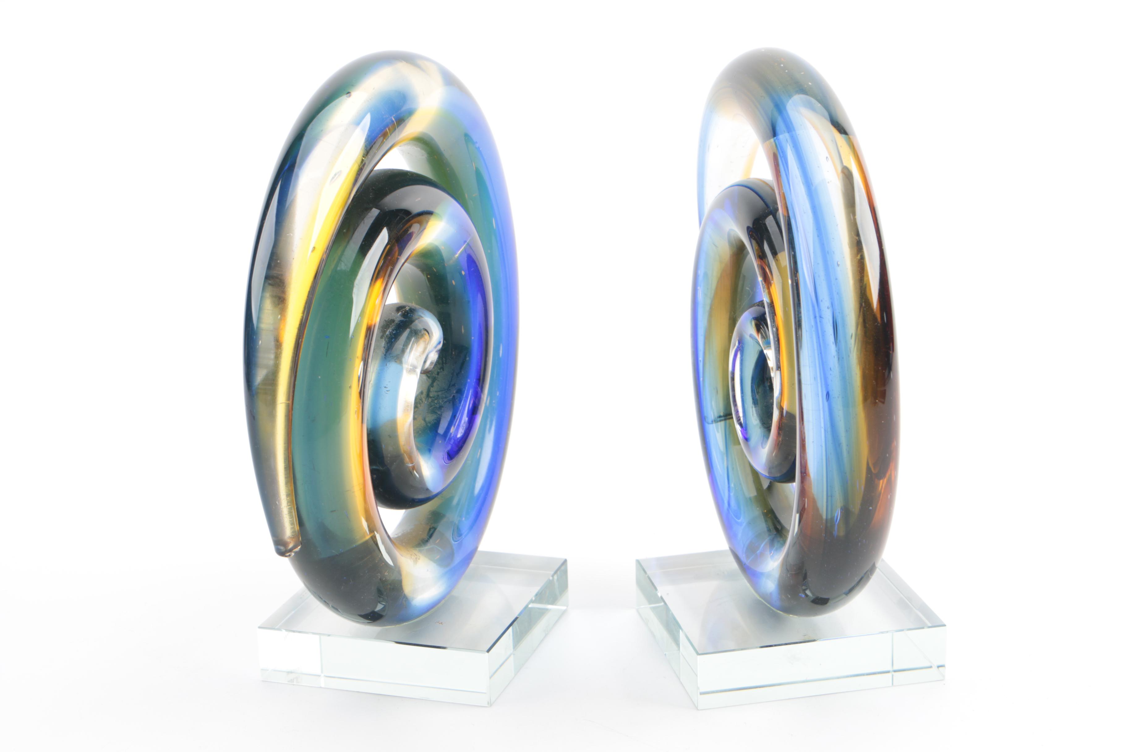 Murano Spiral Art Glass Sculptures