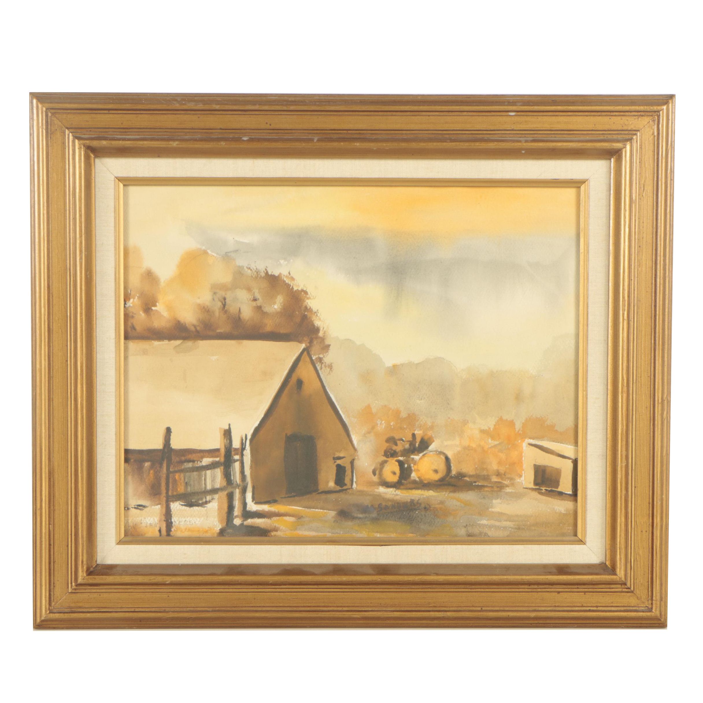 M. Sanders Mid to Late 20th Century Watercolor Painting