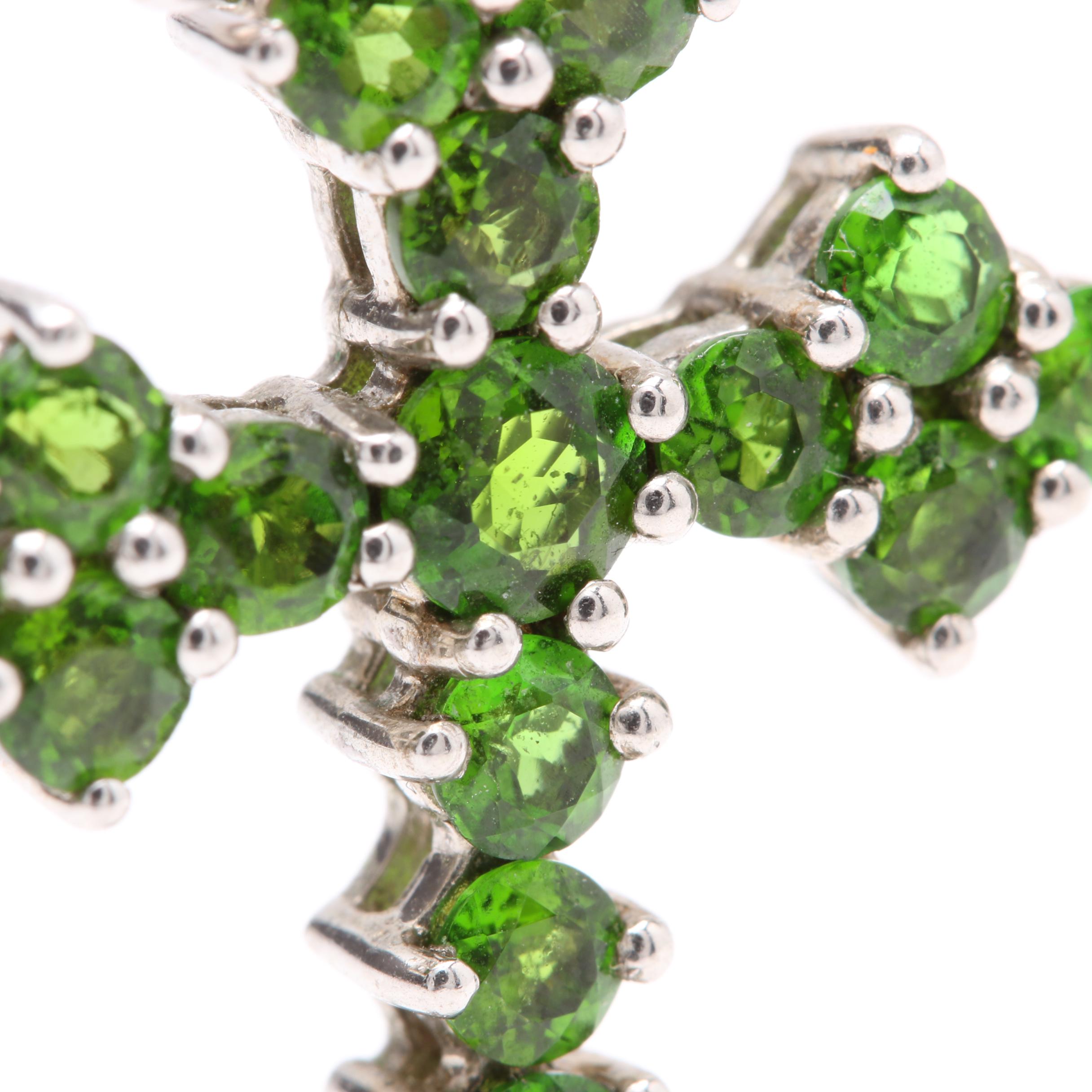 Sterling Silver Chrome Diopside Crux Gemmata Cross Pendant