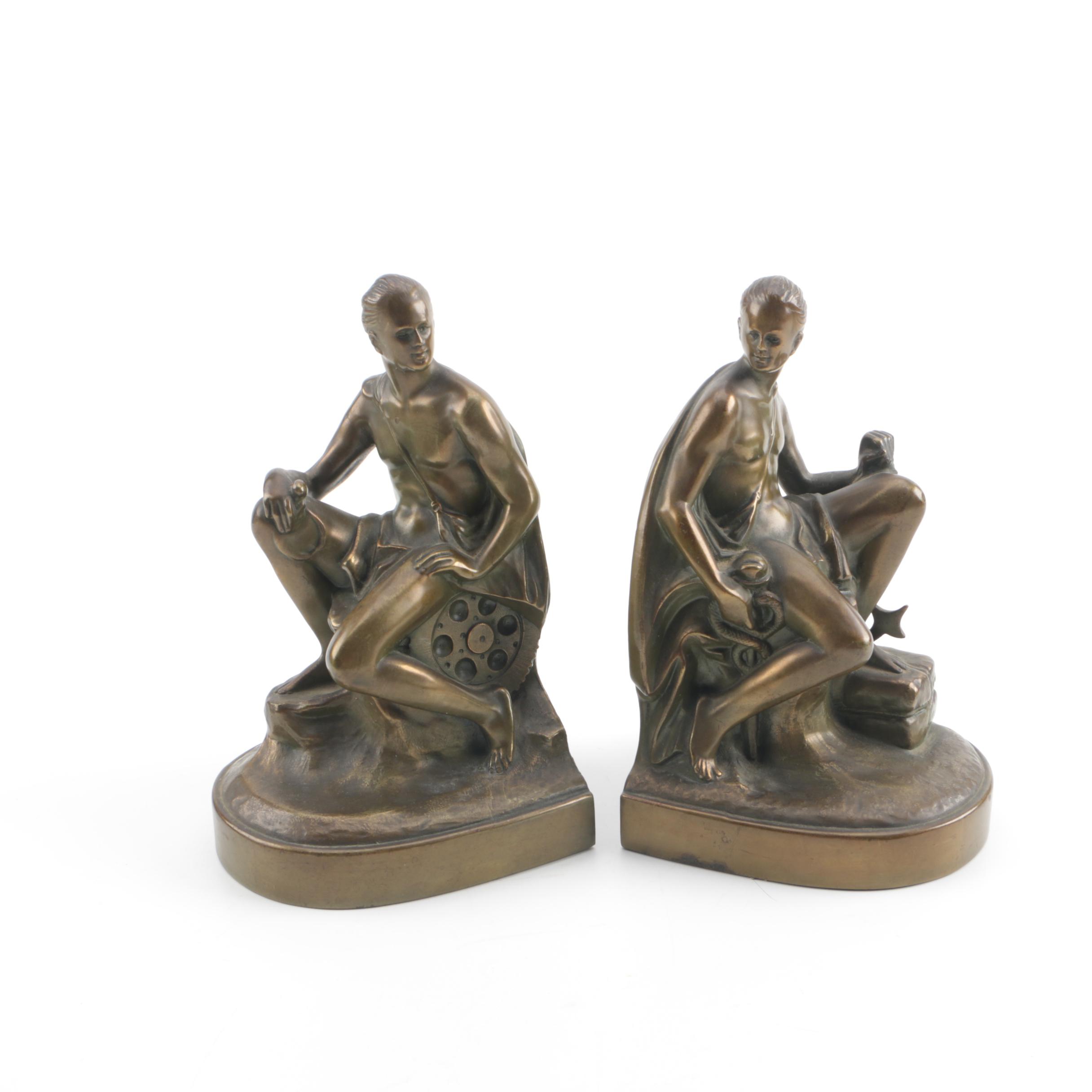 Vintage Jennings Brothers Bronze Patina Bookends