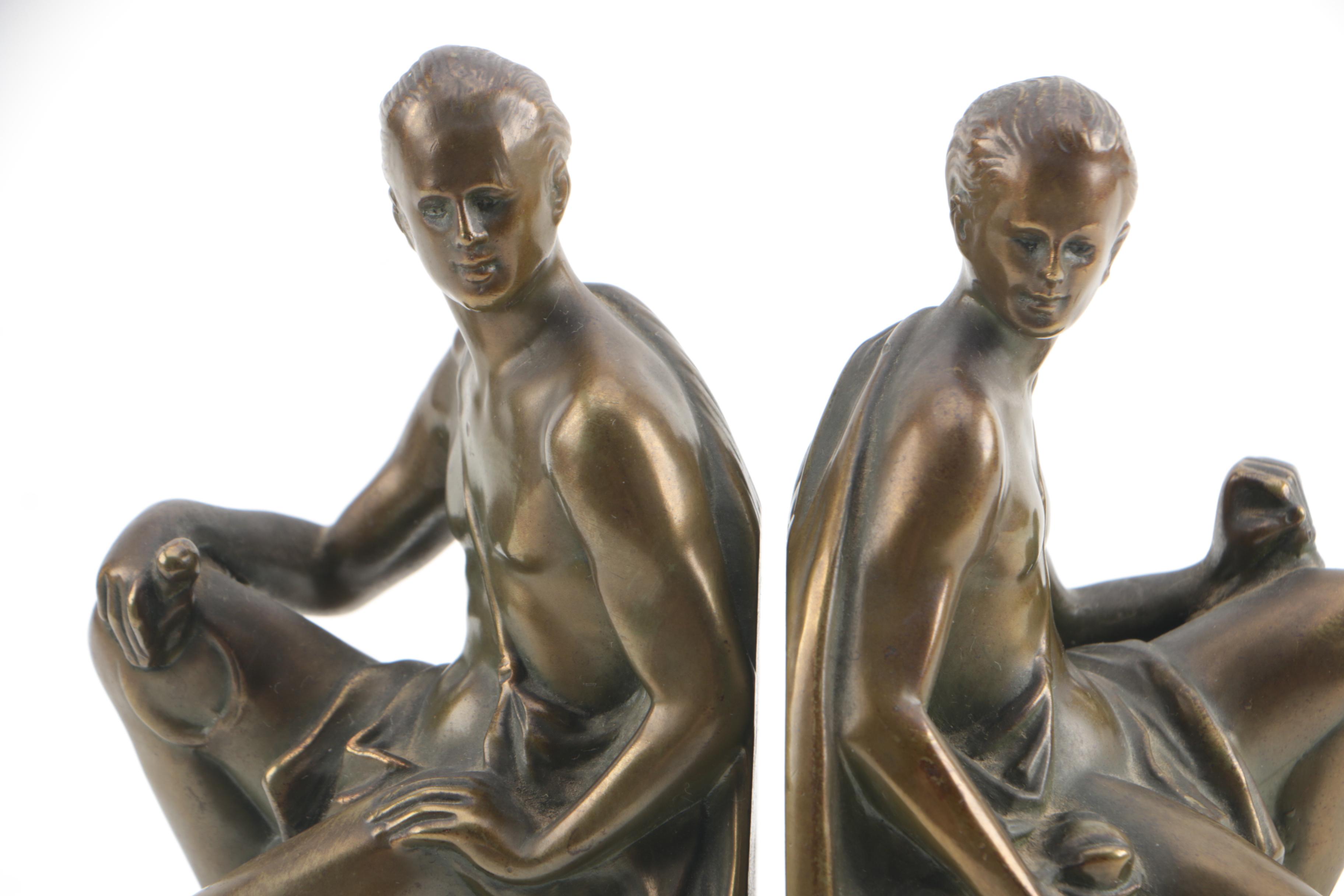 Vintage Jennings Brothers Bronze Patina Bookends