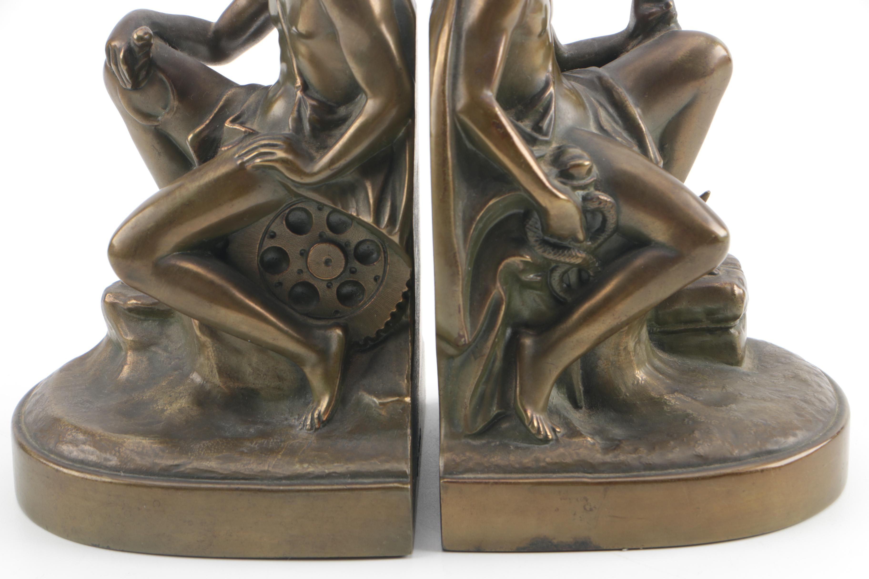 Vintage Jennings Brothers Bronze Patina Bookends