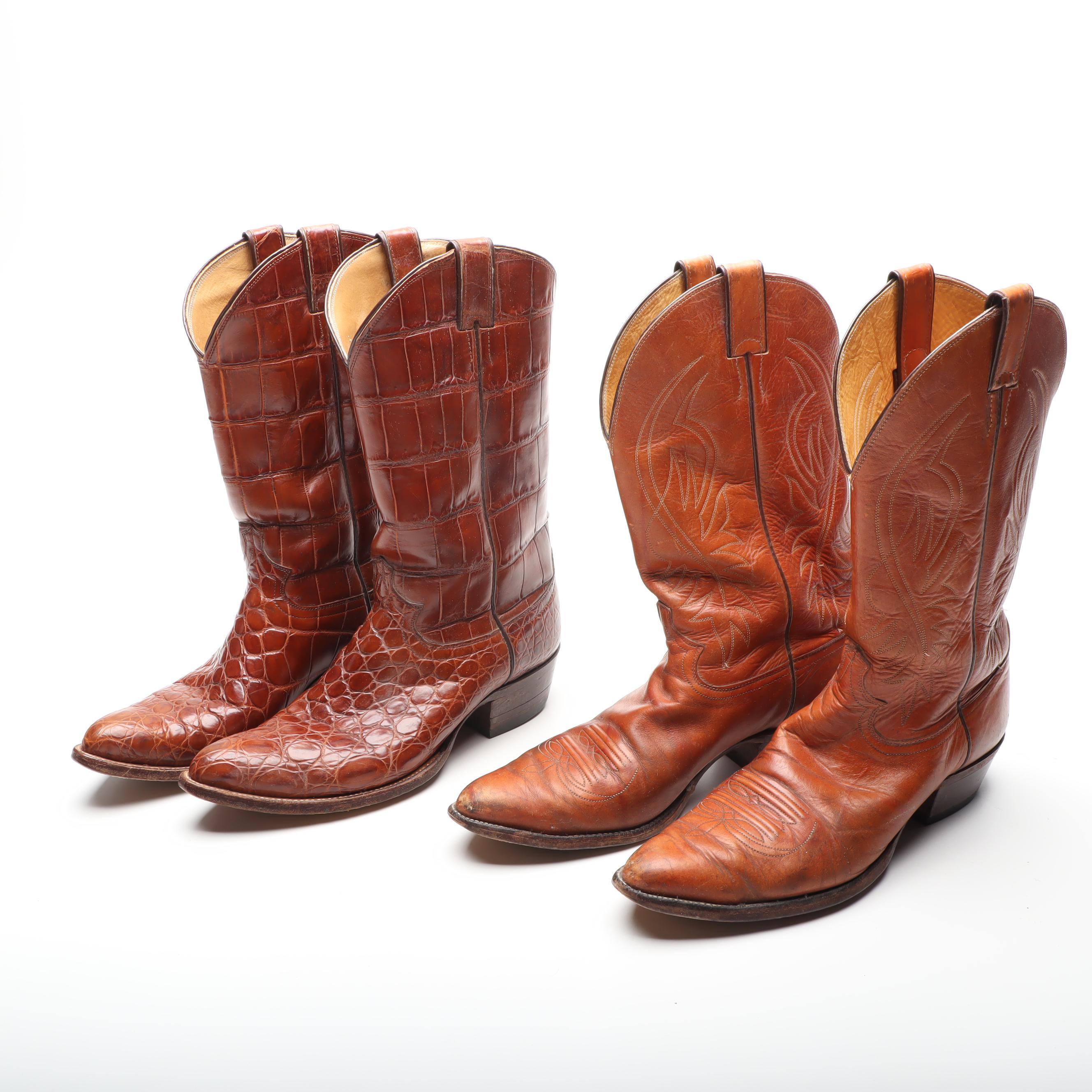 Men's Vintage Justin Crocodile and Leather Cowboy Boots