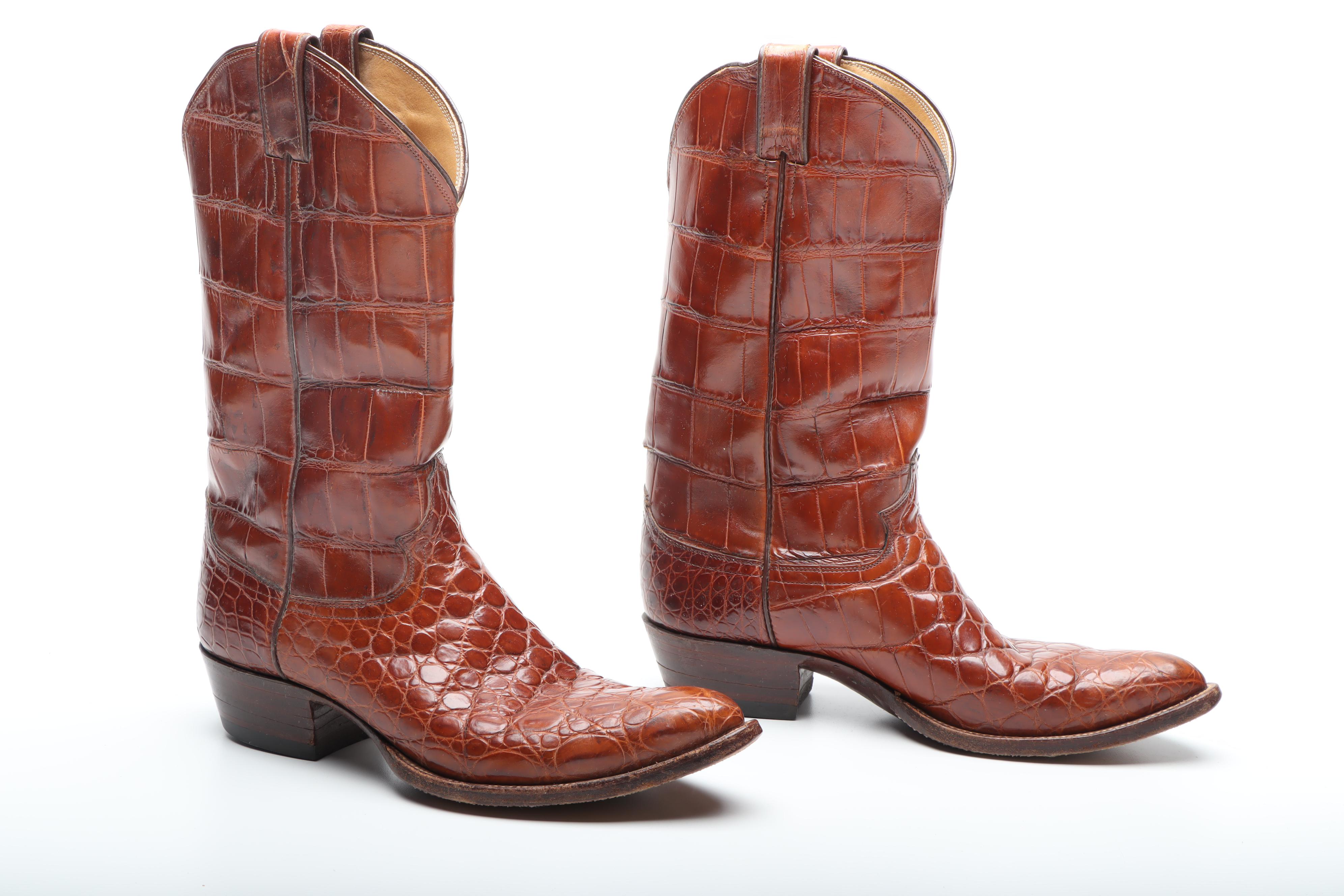 Men's Vintage Justin Crocodile and Leather Cowboy Boots