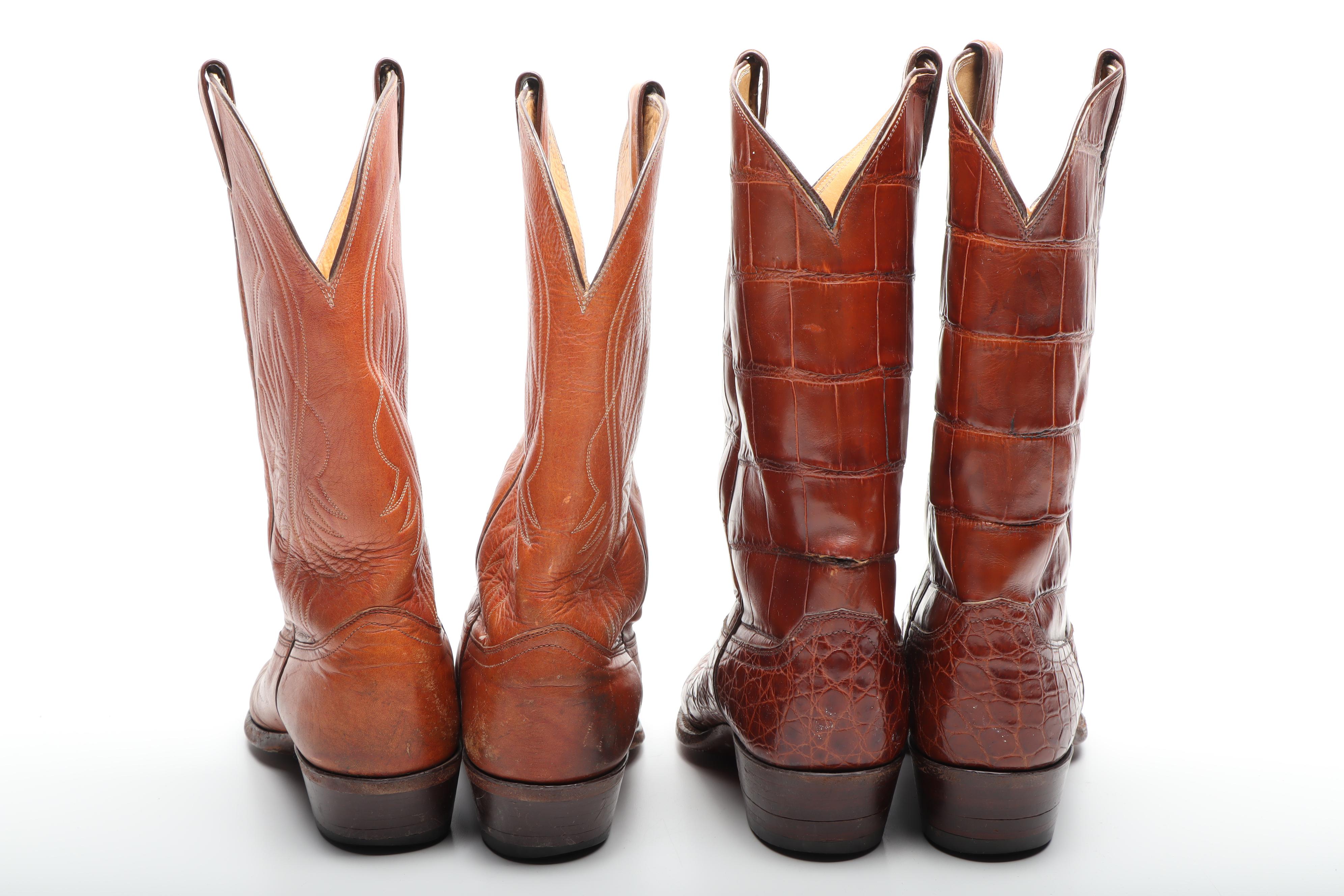 Men's Vintage Justin Crocodile and Leather Cowboy Boots