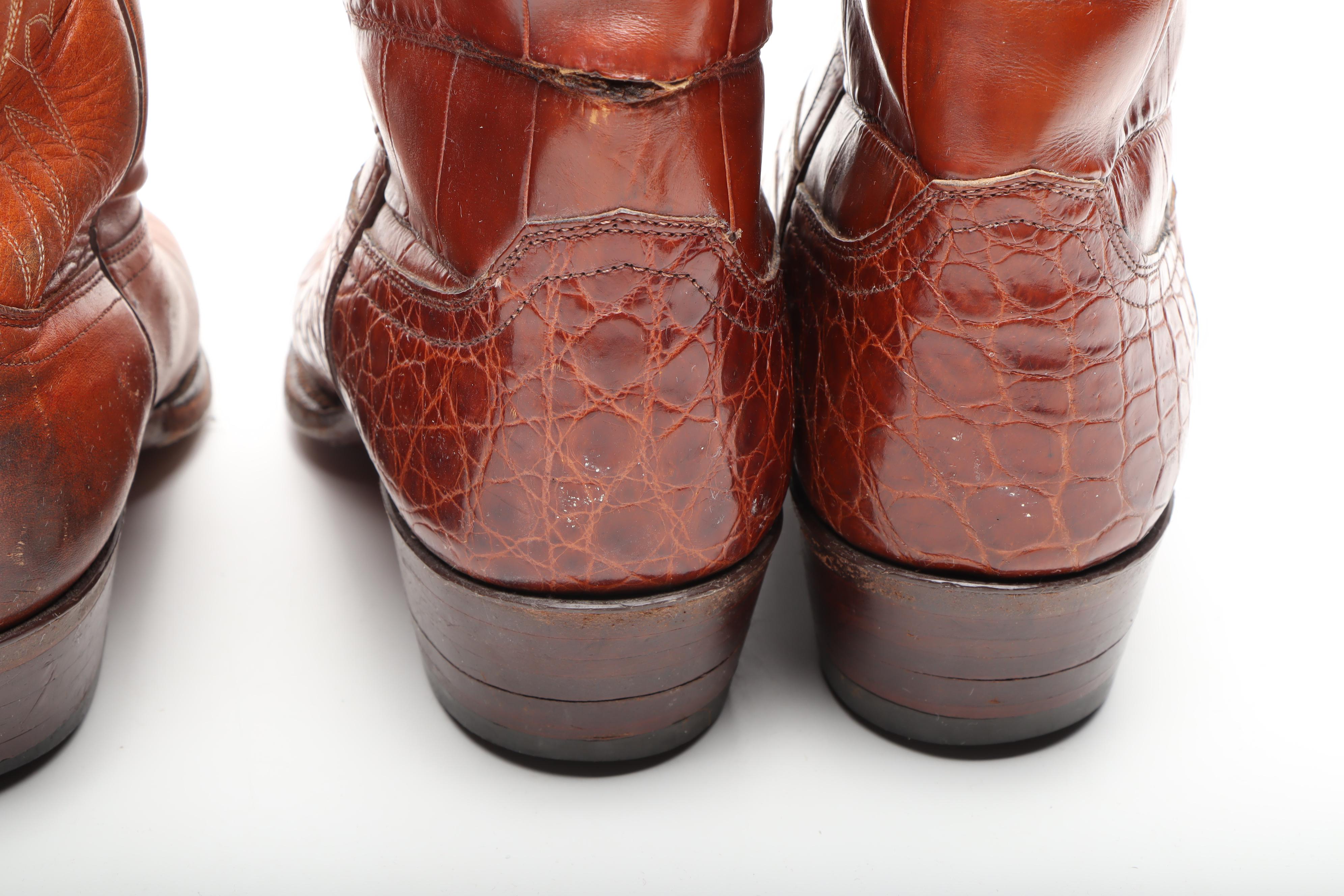 Men's Vintage Justin Crocodile and Leather Cowboy Boots