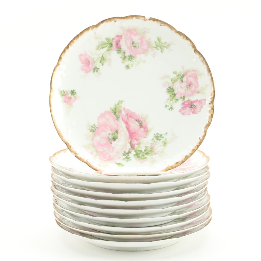 Vintage Haviland & Co. Floral Themed  Porcelain Salad Plates