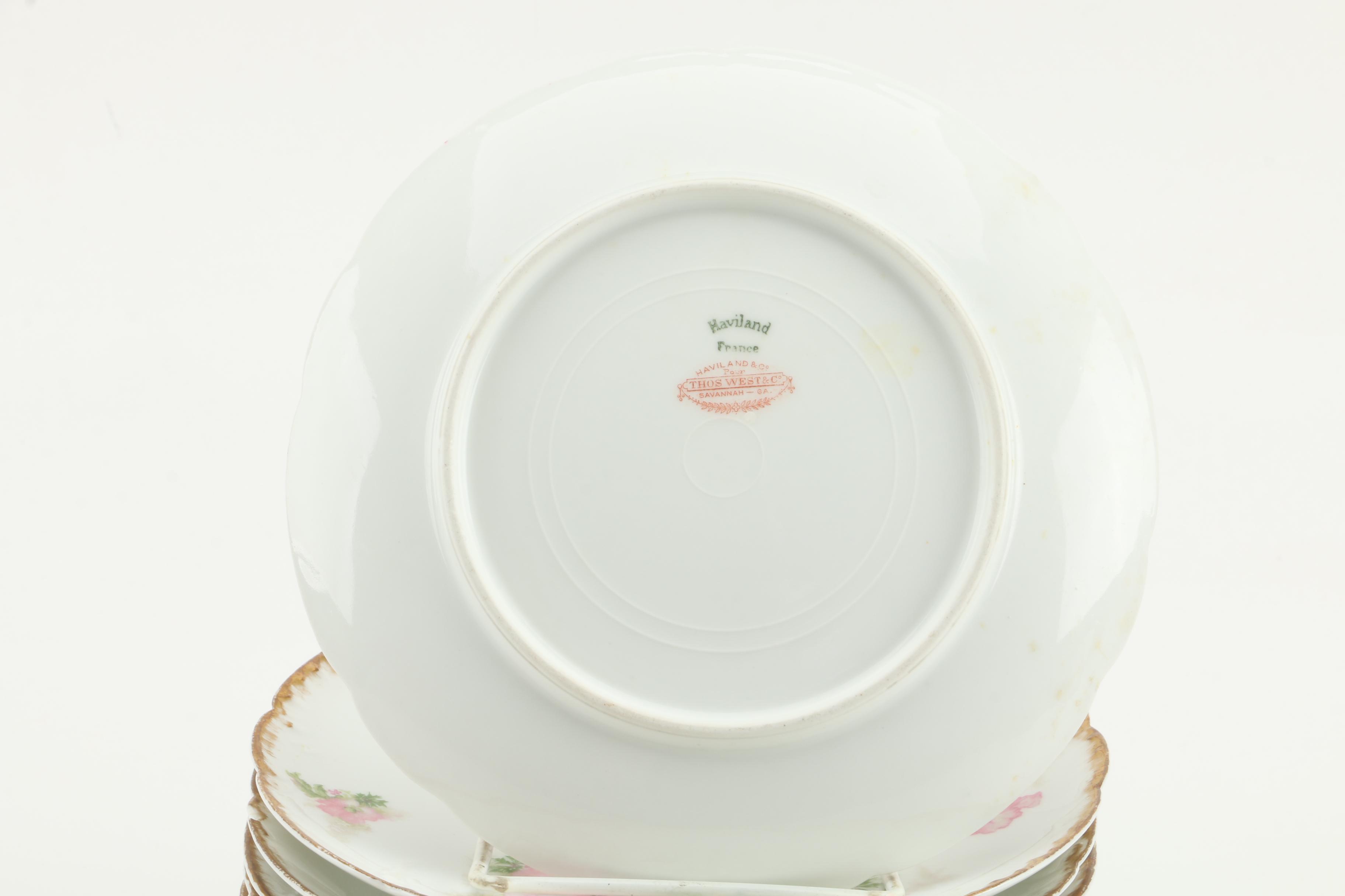 Vintage Haviland & Co. Floral Themed  Porcelain Salad Plates