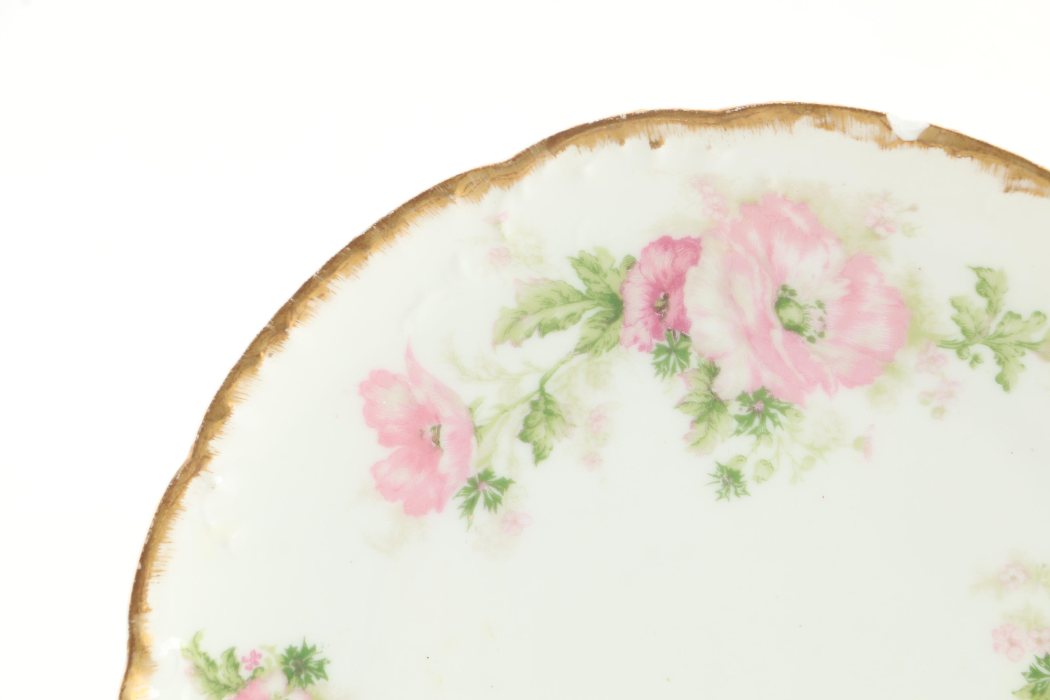 Vintage Haviland & Co. Floral Themed  Porcelain Salad Plates