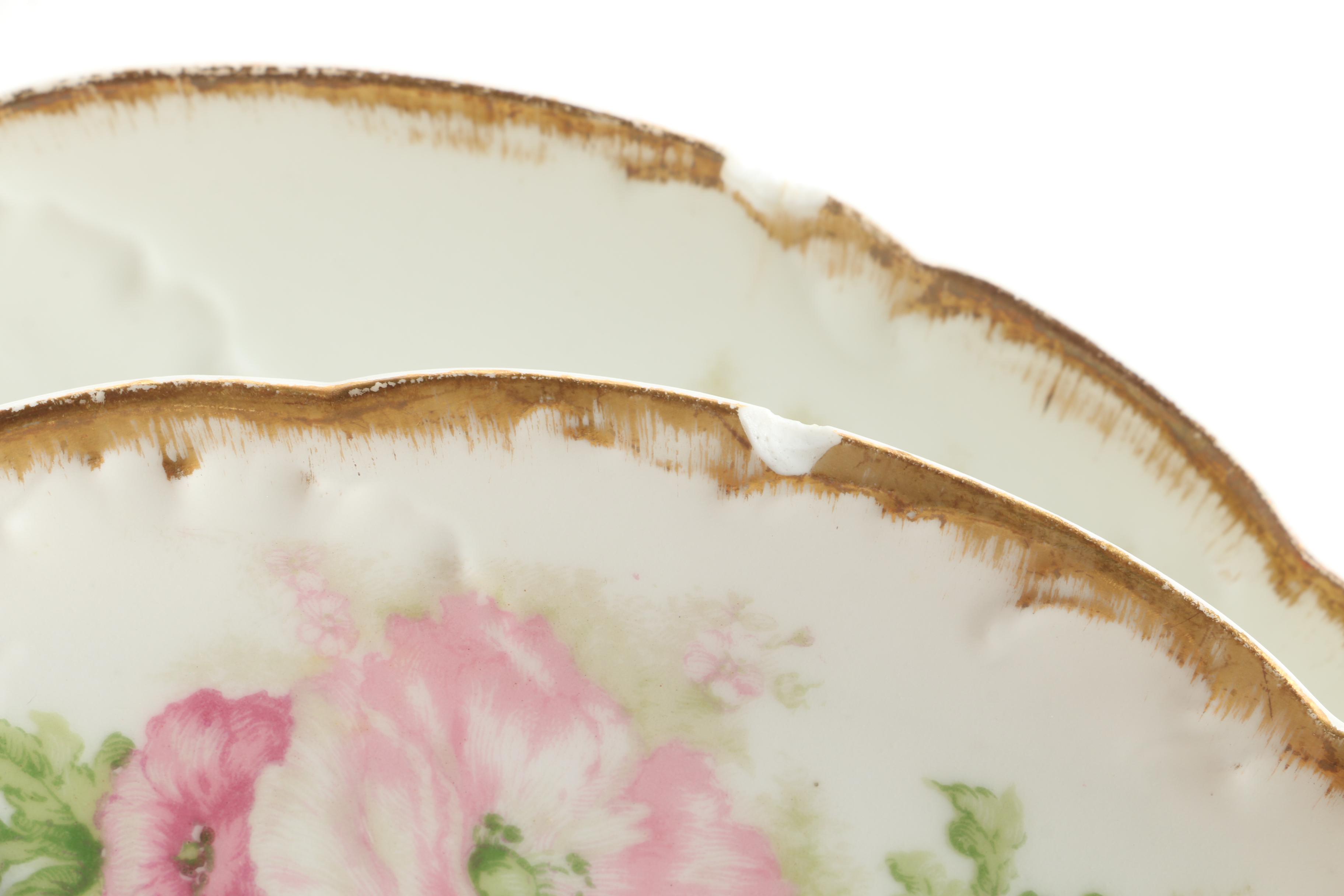 Vintage Haviland & Co. Floral Themed  Porcelain Salad Plates
