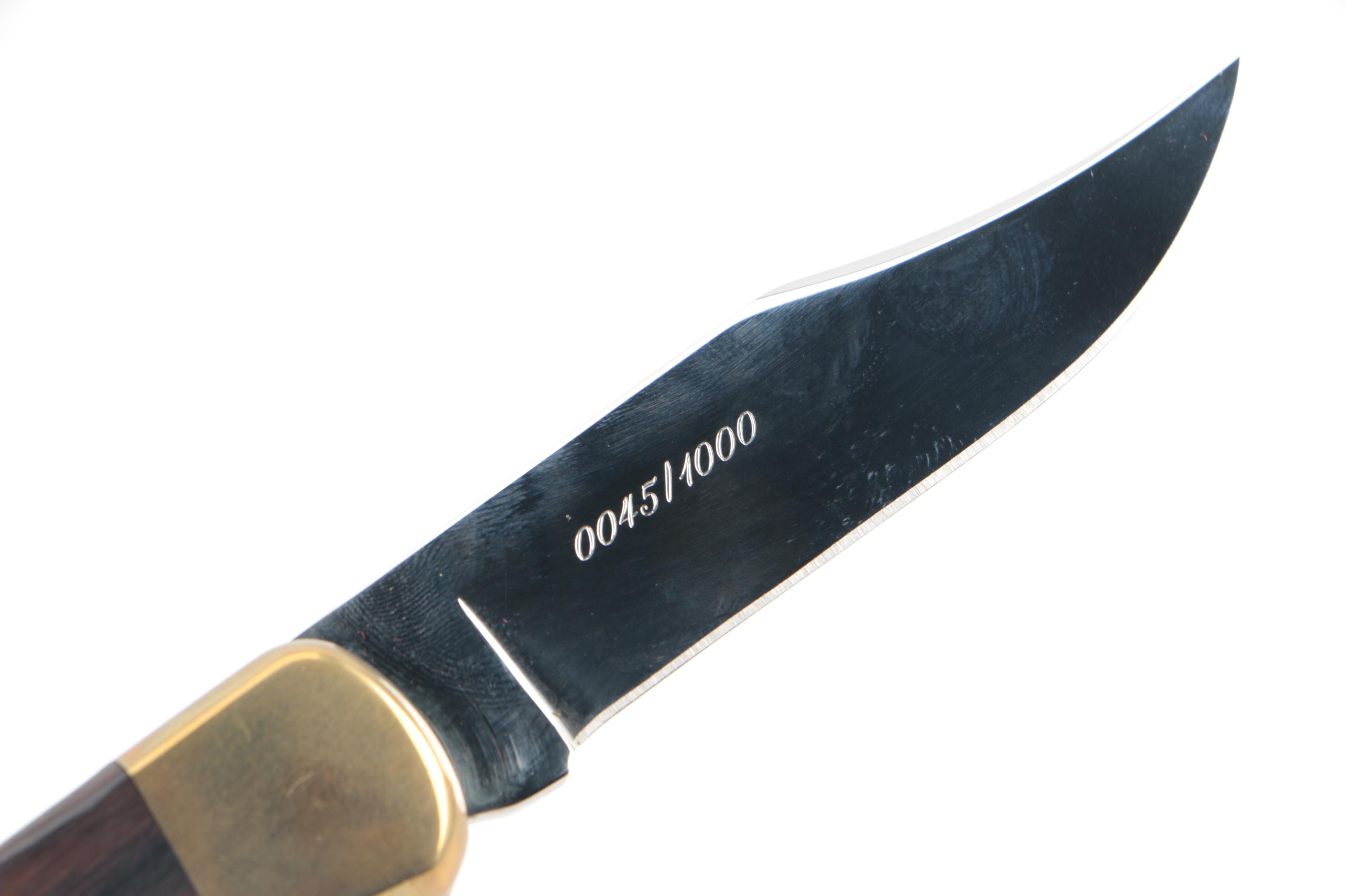 Limited Edition Buck Knife Model 110 in Wood Box With Etched Marble Top