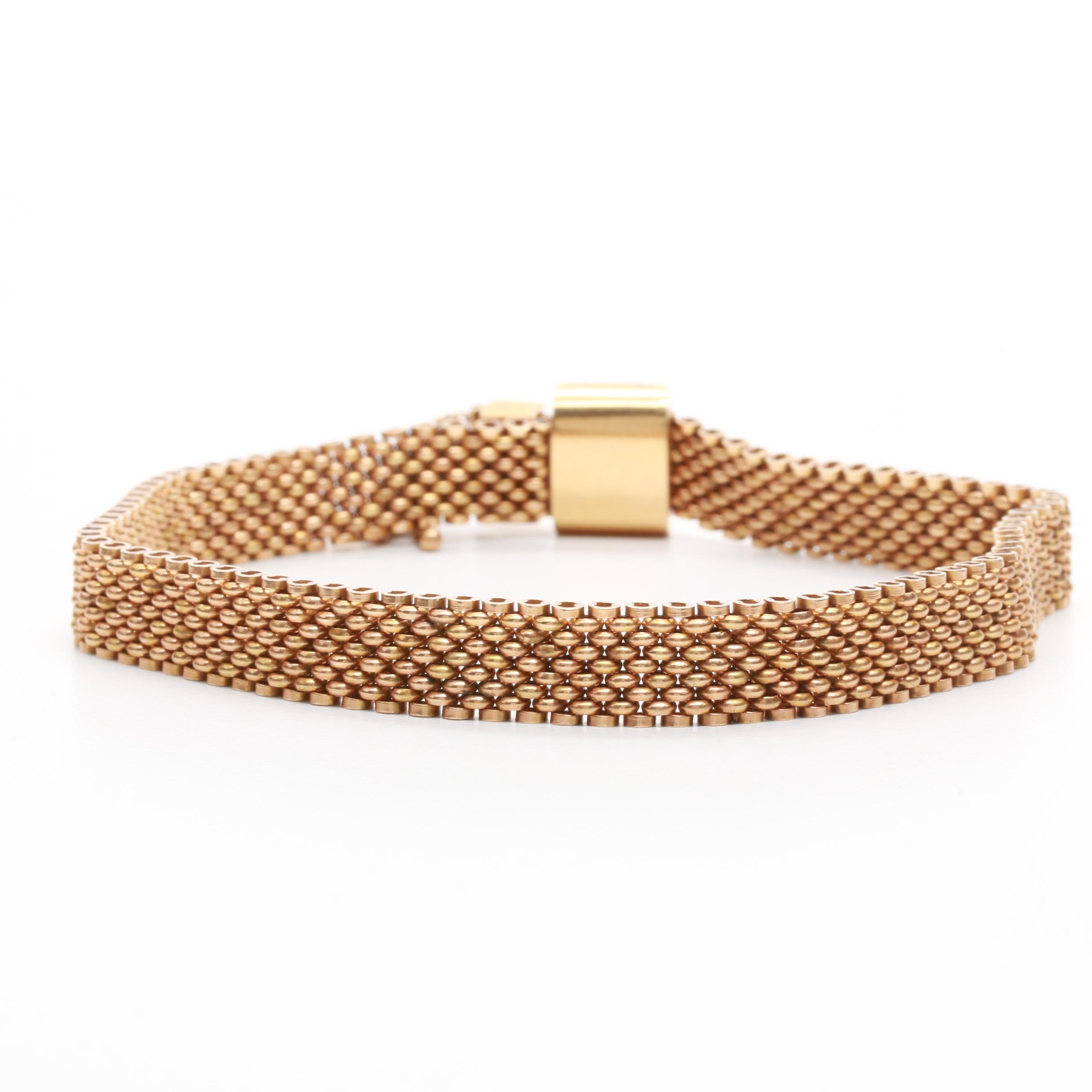 Victorian 10K Yellow Gold Taille d'Epargné Enamel Wedding Bracelet