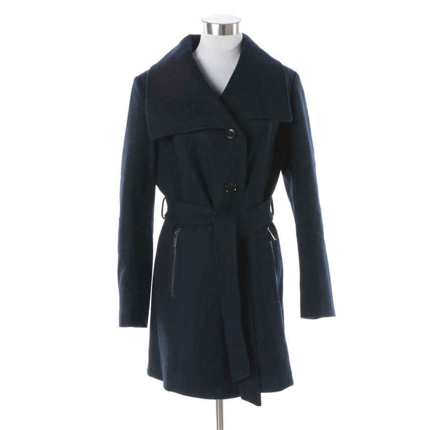 MICHAEL Michael Kors Navy Blue Wool Blend Coat